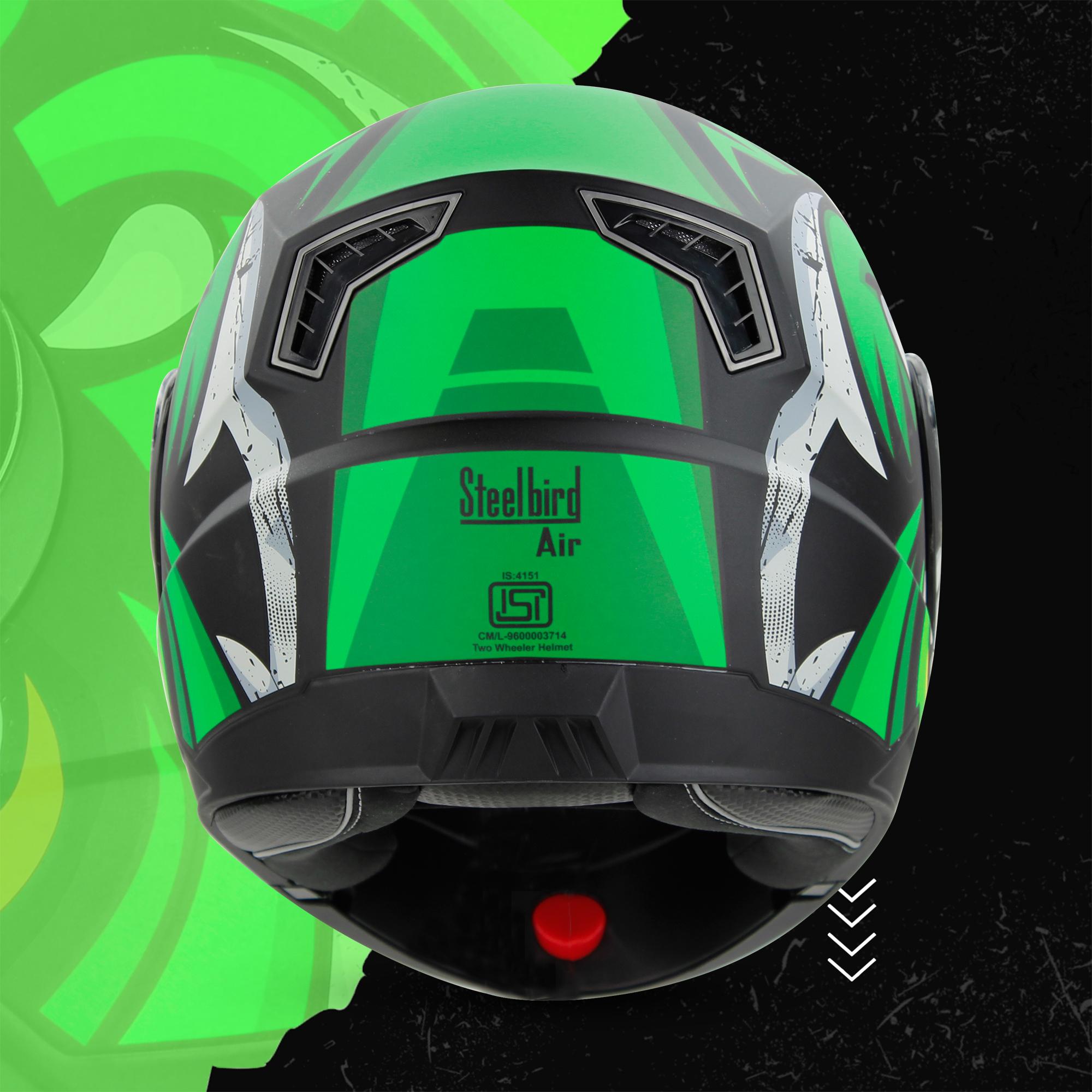 Steelbird SBA-7 Angry Bird ISI Certified Flip-Up Helmet For Men And Women With Inner Smoke Sun Shield (Glossy Black Green)