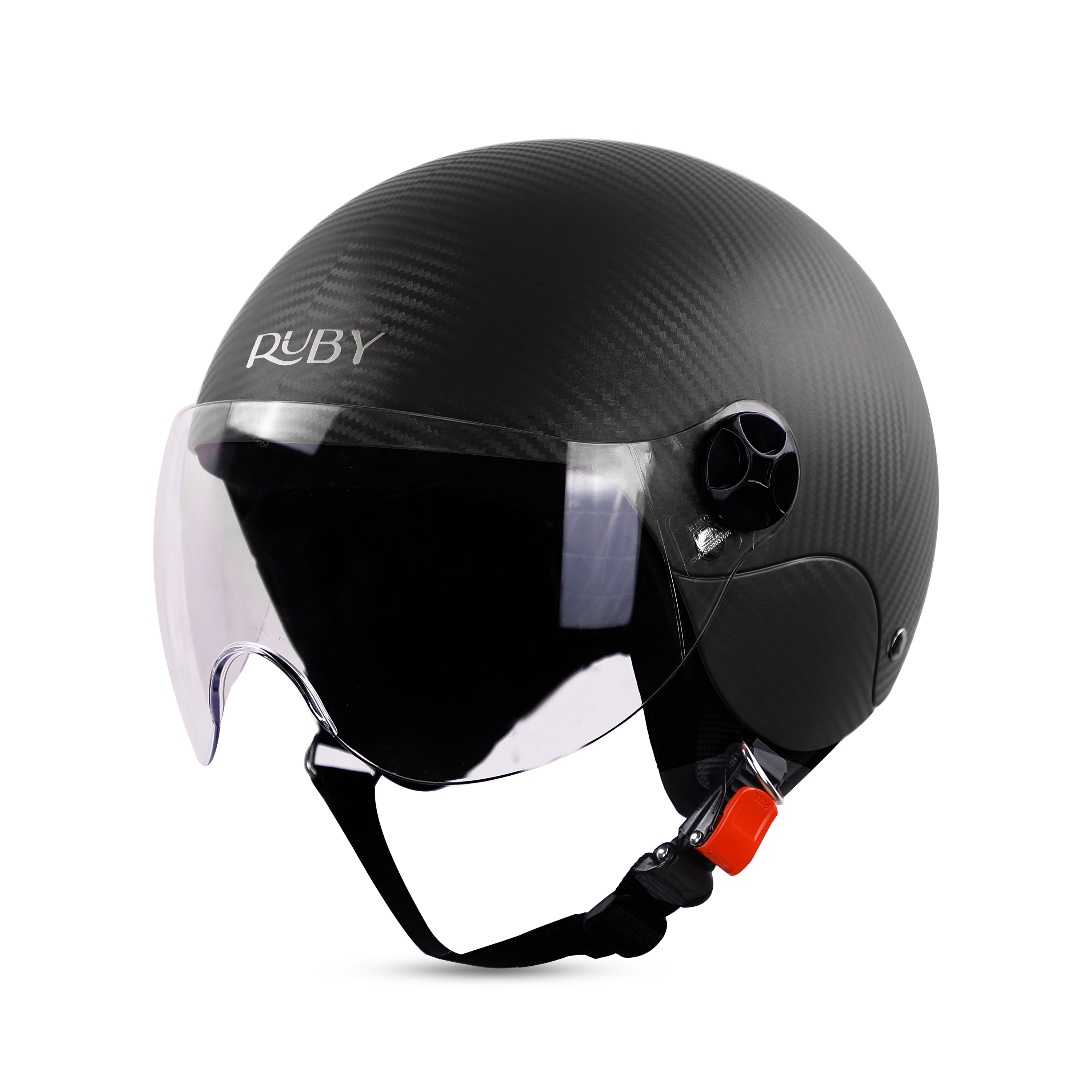 Steelbird SBH-16 Ruby ISI Certified Open Face Helmet (Dashing Black With Clear Visor)