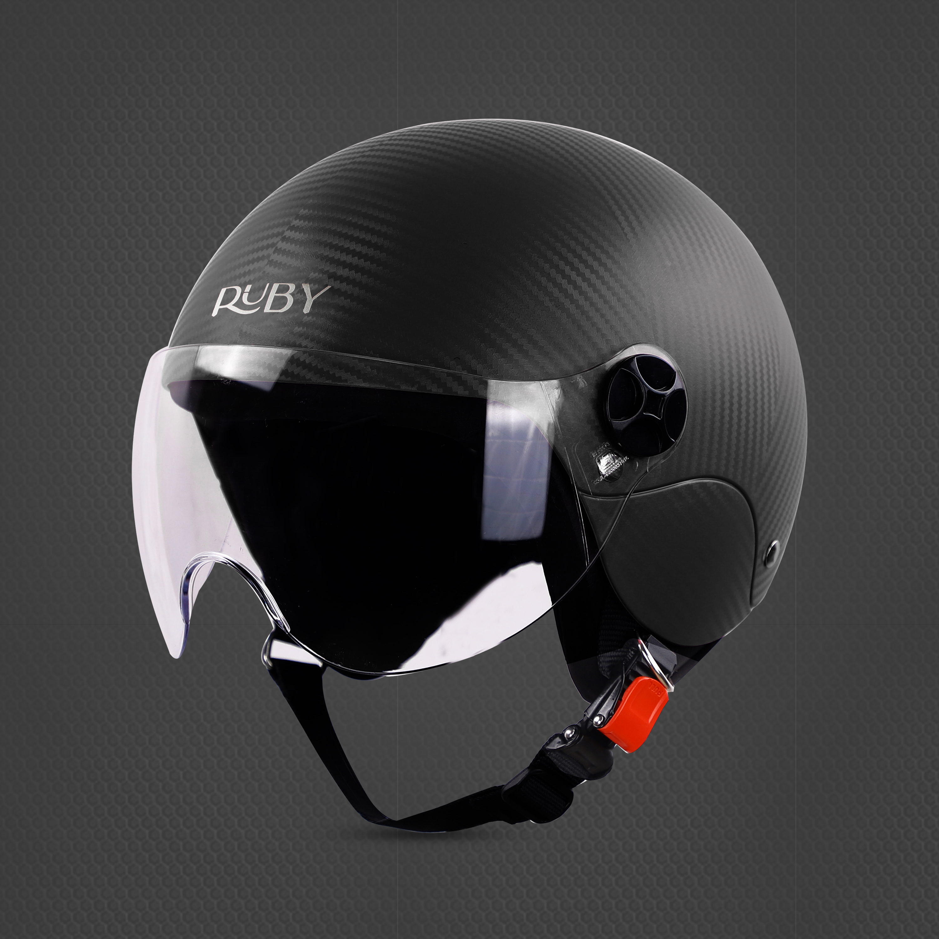Steelbird SBH-16 Ruby ISI Certified Open Face Helmet (Dashing Black With Clear Visor)