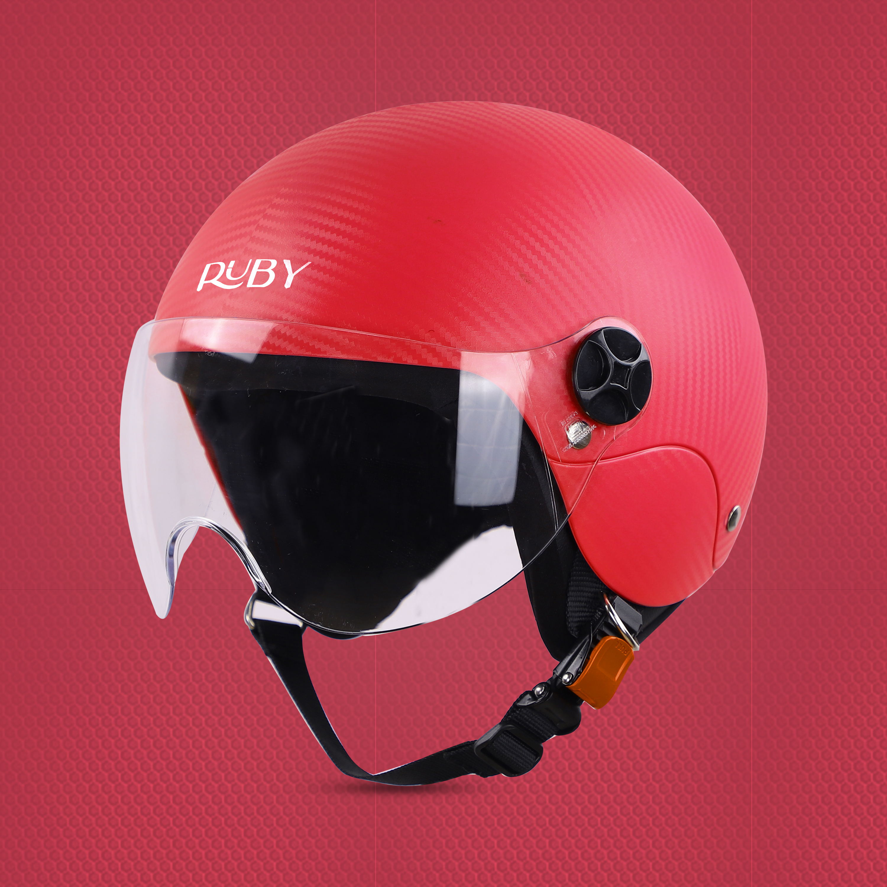 Steelbird SBH-16 Ruby ISI Certified Open Face Helmet (Dashing Red With Clear Visor)