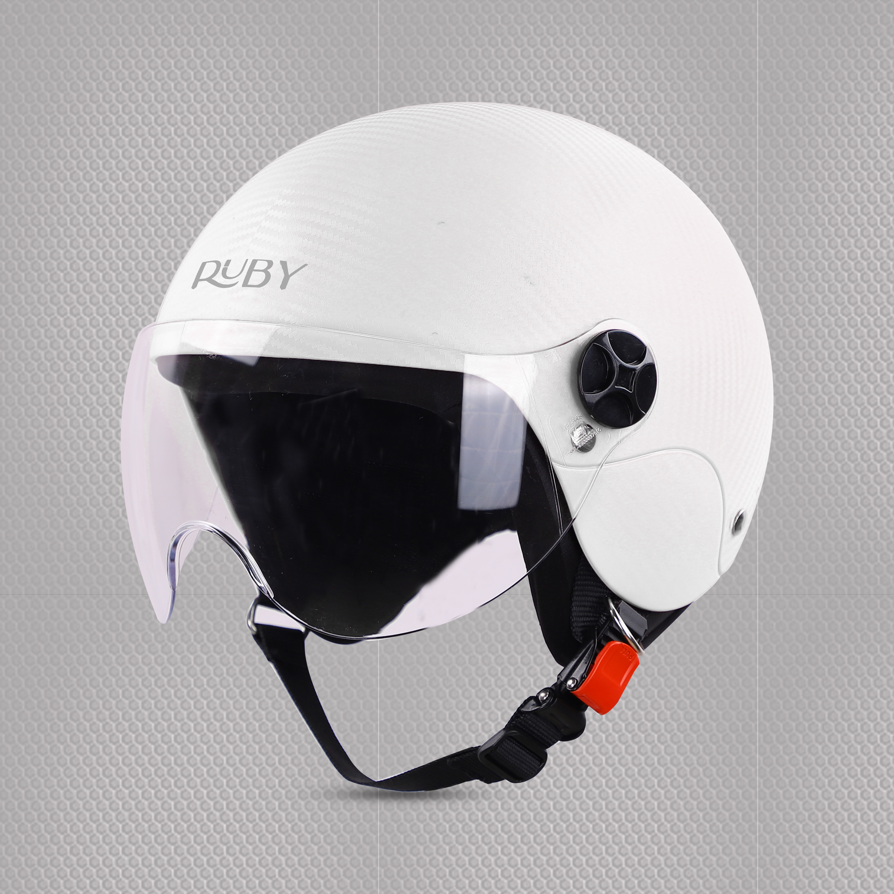 Steelbird SBH-16 Ruby ISI Certified Open Face Helmet (Dashing White With Clear Visor)