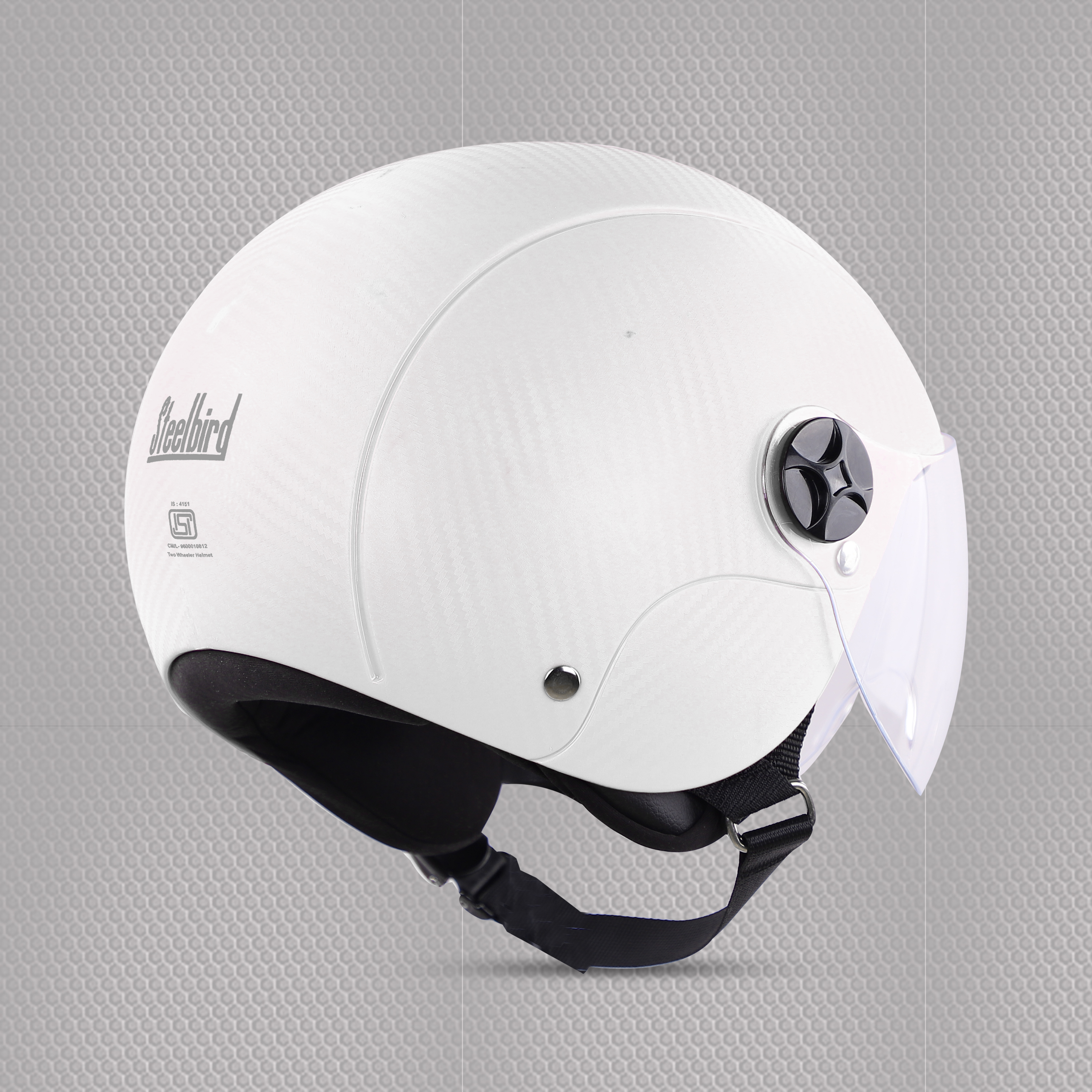 Steelbird SBH-16 Ruby ISI Certified Open Face Helmet (Dashing White With Clear Visor)