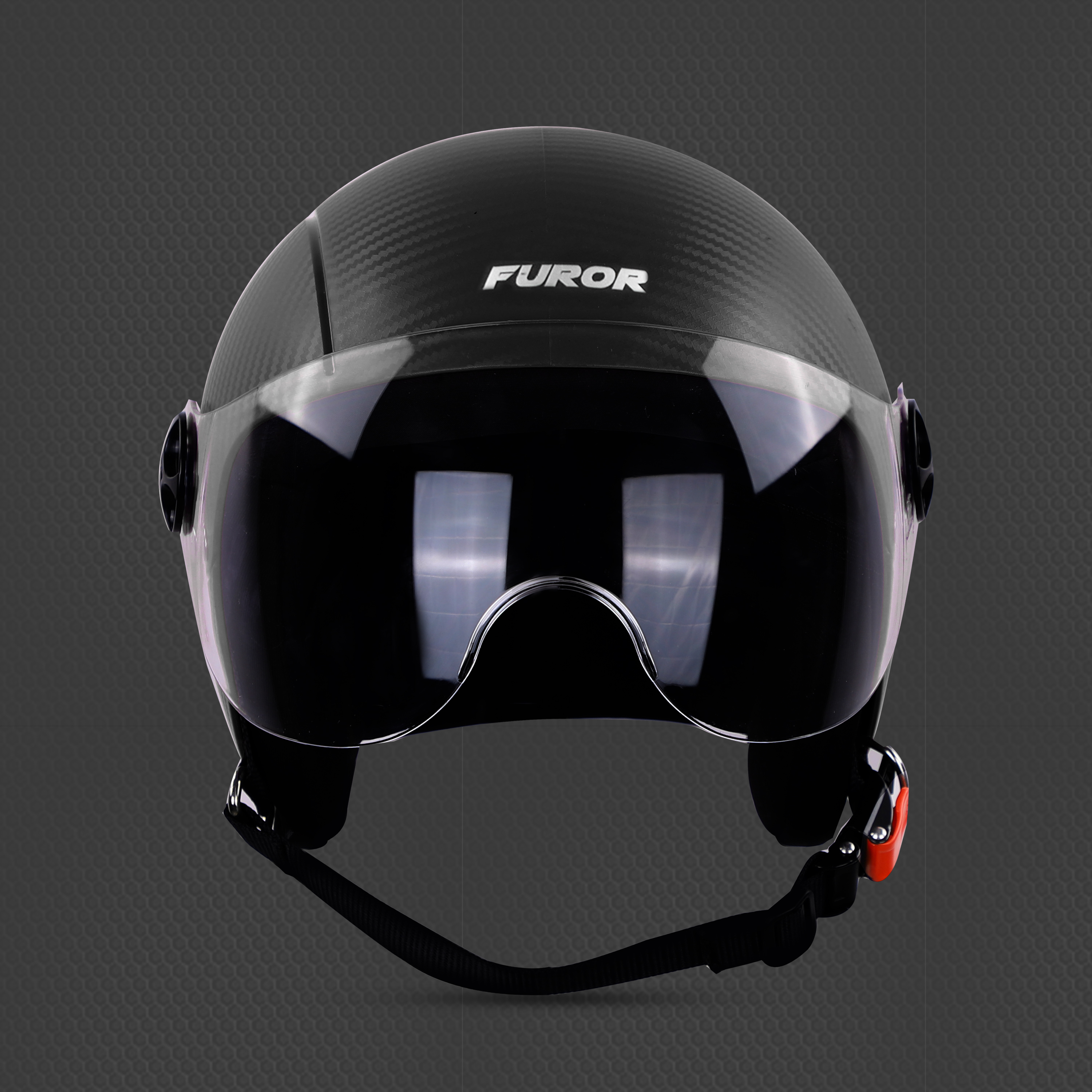 Steelbird SBH-16 Furor ISI Certified Open Face Helmet (Dashing Black With Clear Visor)