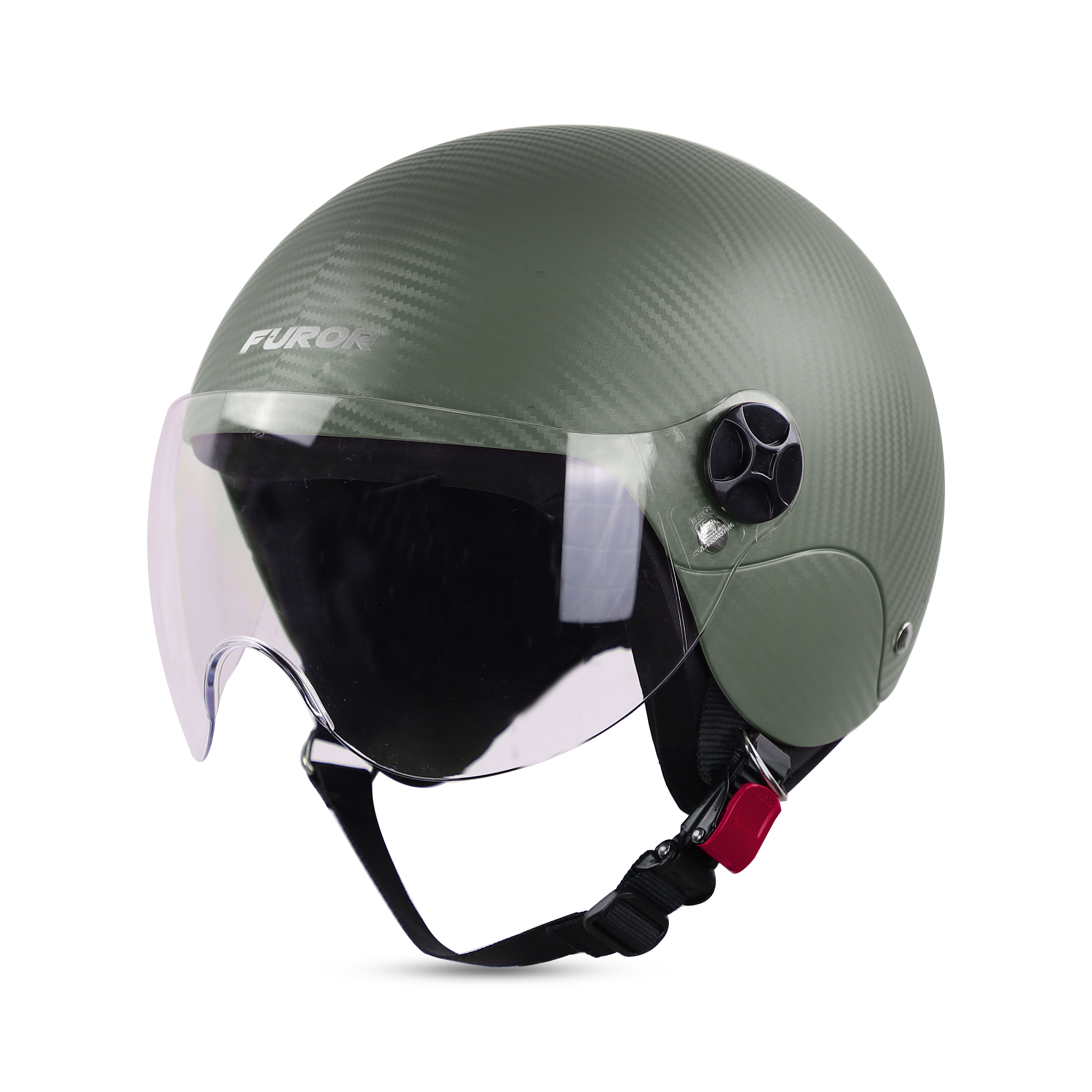 Steelbird SBH-16 Furor ISI Certified Open Face Helmet (Dashing Battle Green With Clear Visor)