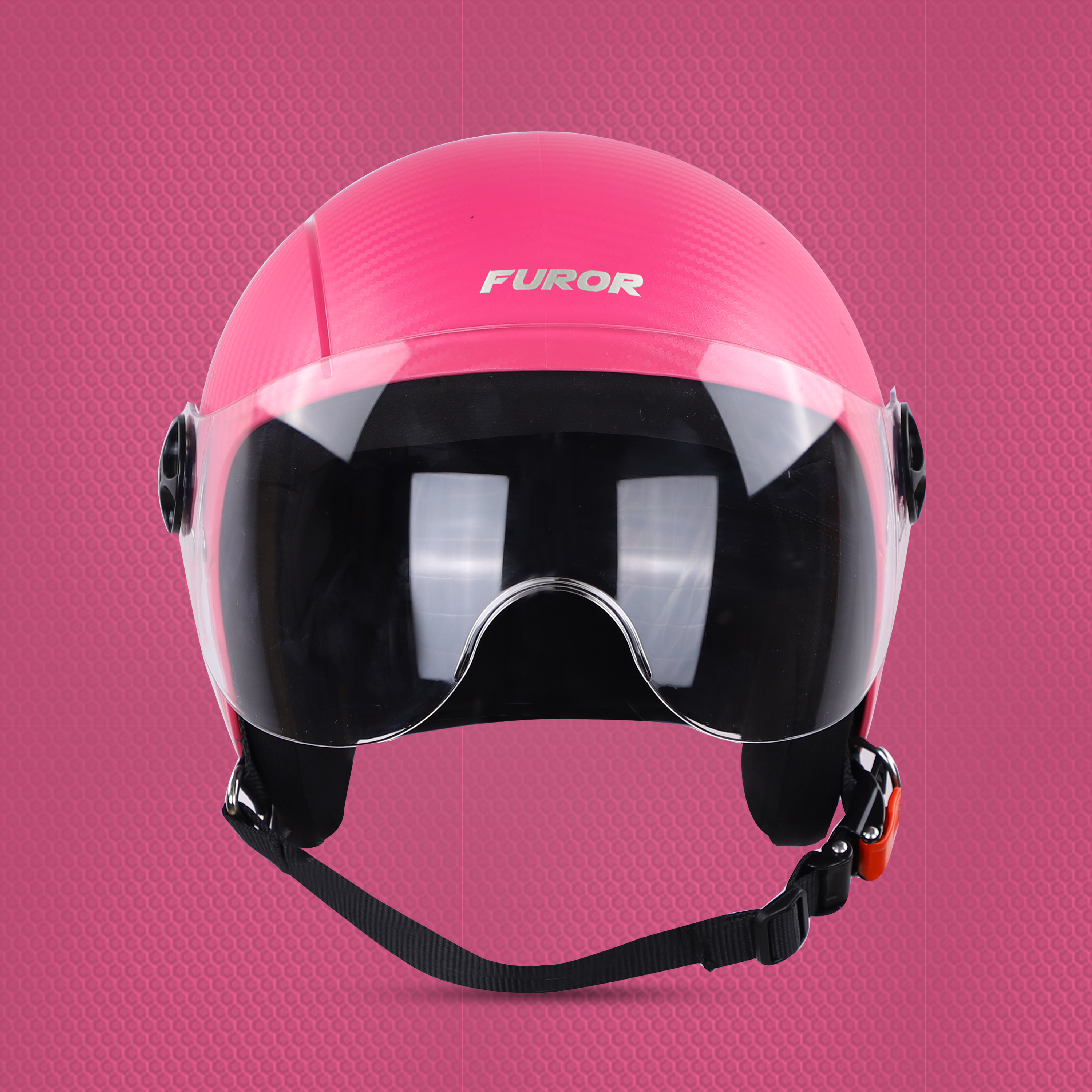 Steelbird SBH-16 Furor ISI Certified Open Face Helmet (Dashing Pink With Clear Visor)