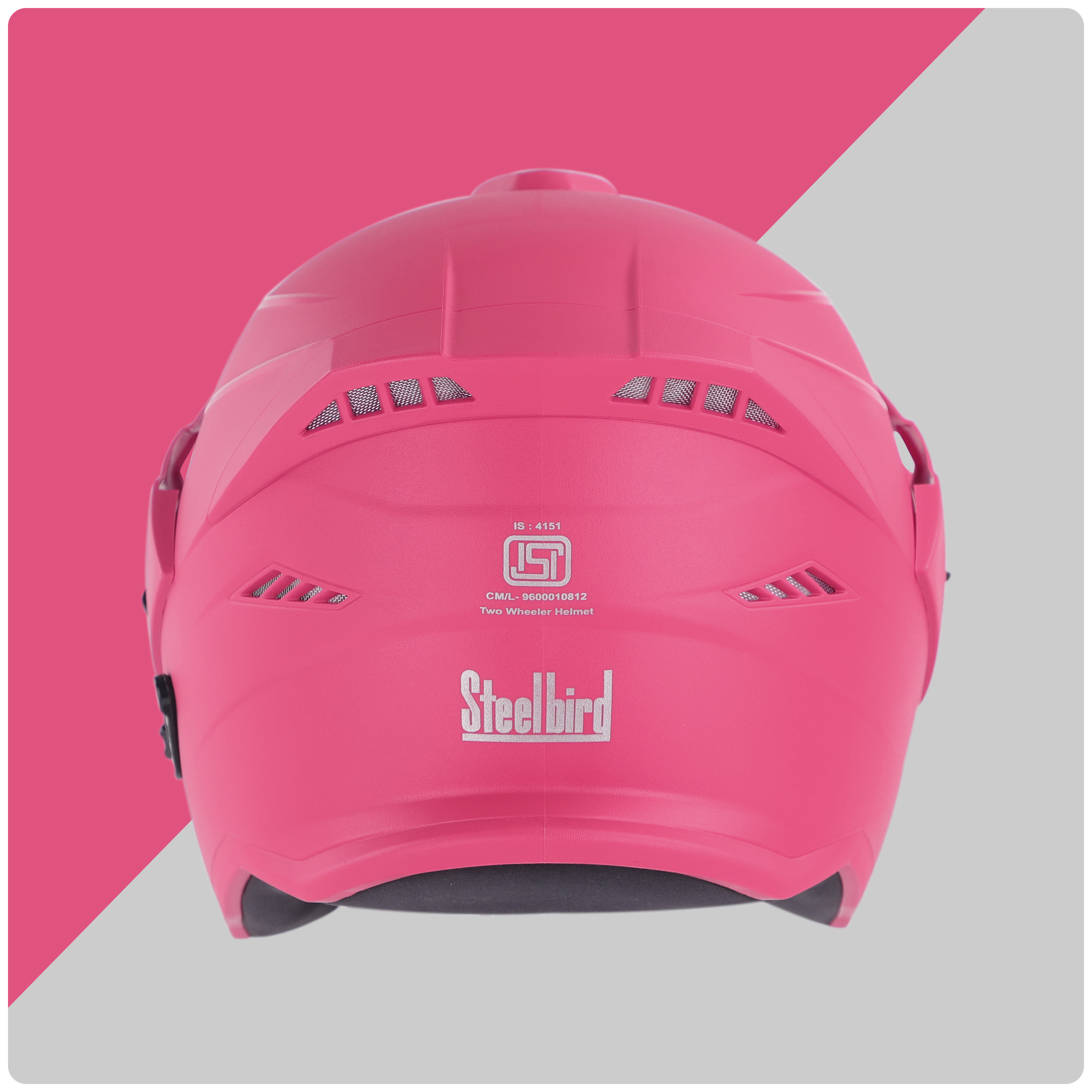 Steelbird SBH-23 Hunter ISI Certified Open Face Helmet (Dashing Pink With Clear Visor)