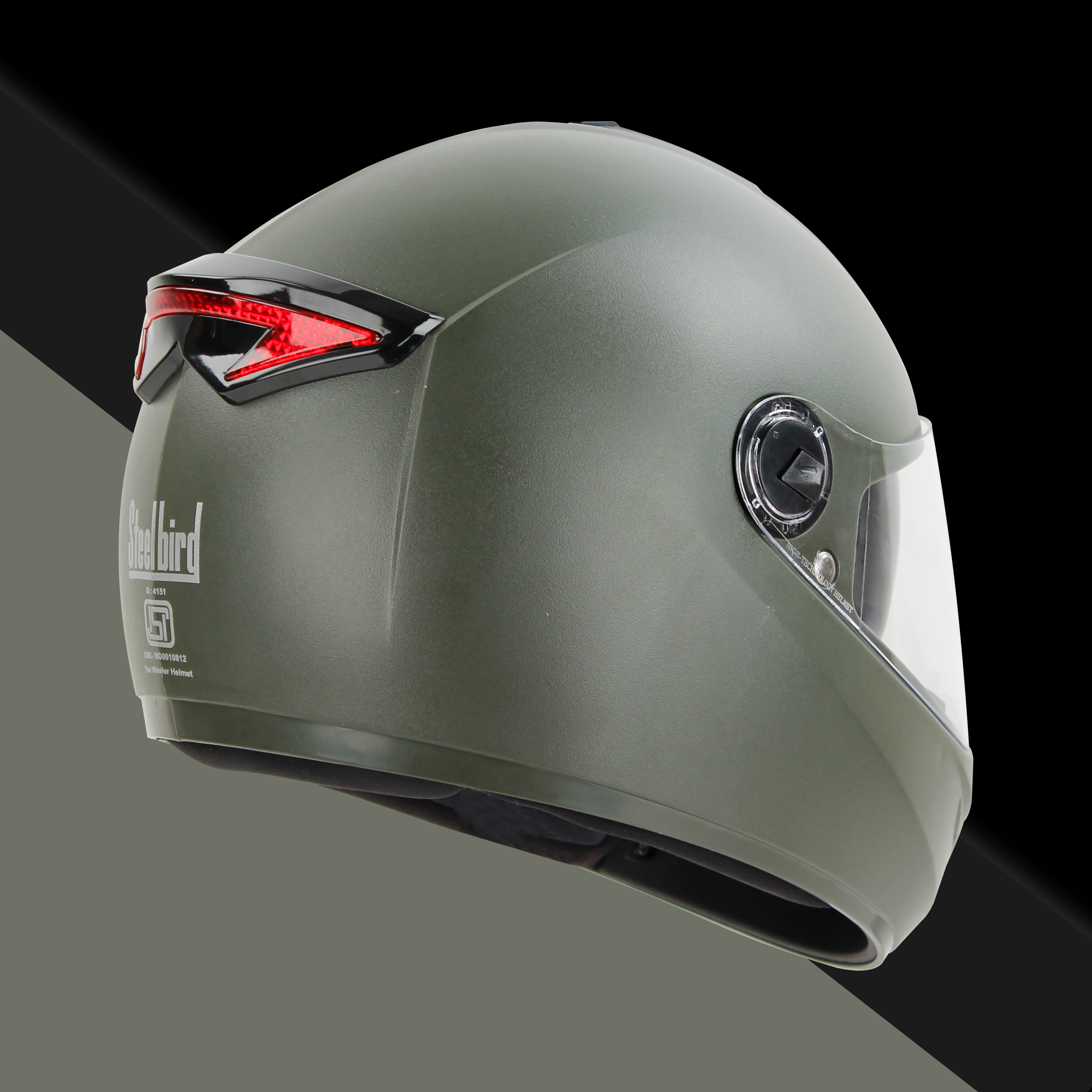 Steelbird SBH-34 Mamba ISI Certified Full Face Helmet With Inner Smoke Sun Shield (Dashing Battle Green)