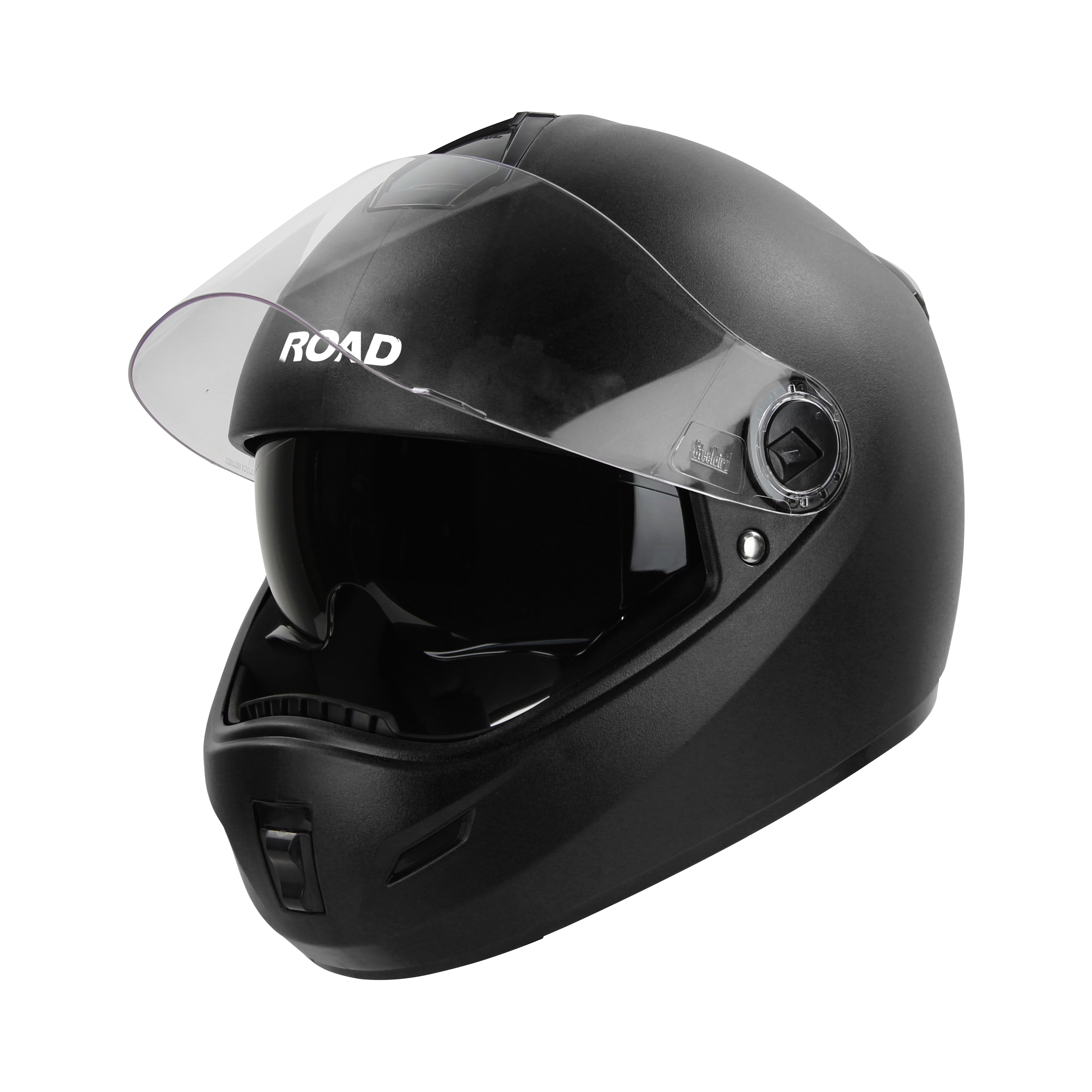 Steelbird SBH-34 Road ISI Certified Full Face Helmet With Inner Smoke Sun Shield (Dashing Black)