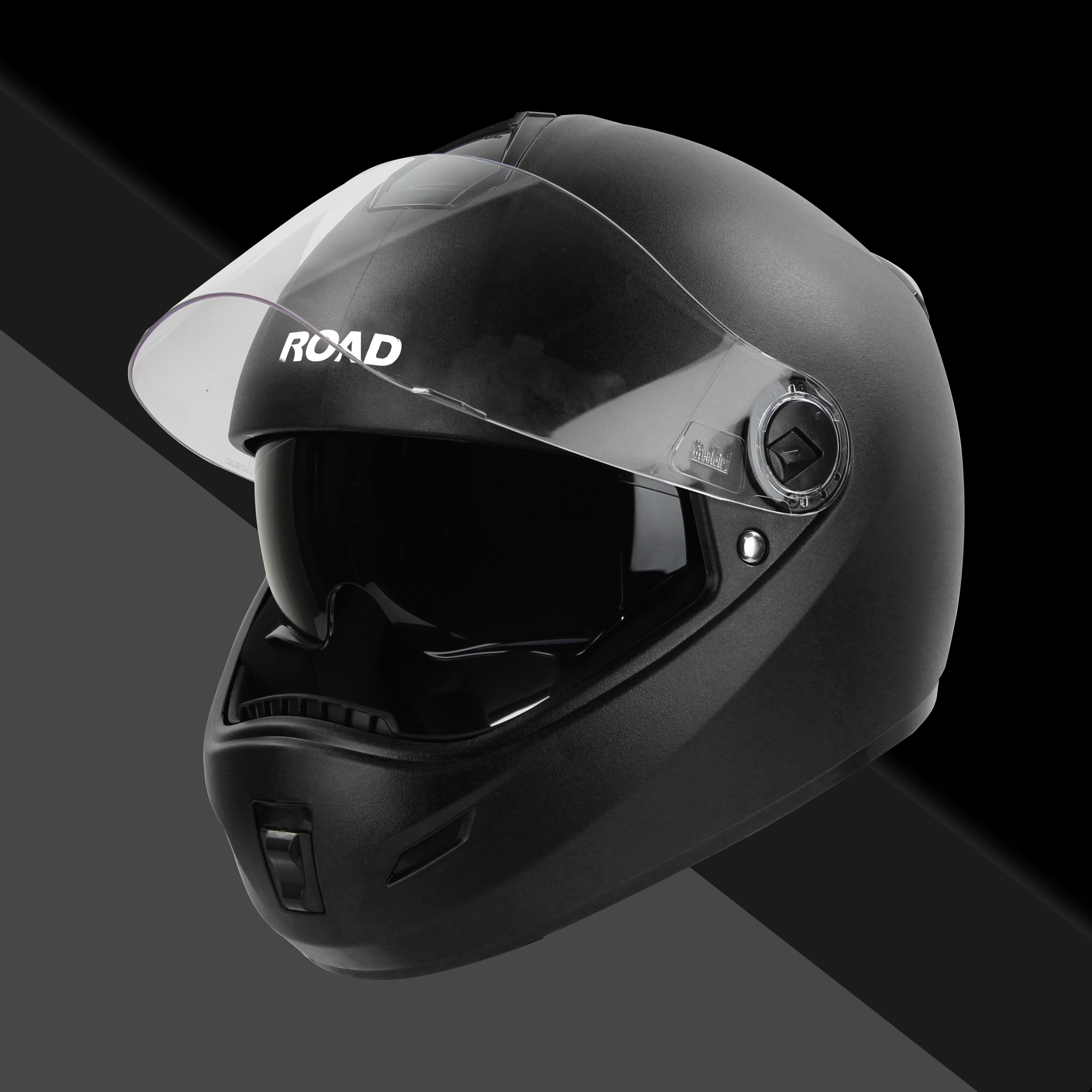 Steelbird SBH-34 Road ISI Certified Full Face Helmet With Inner Smoke Sun Shield (Dashing Black)