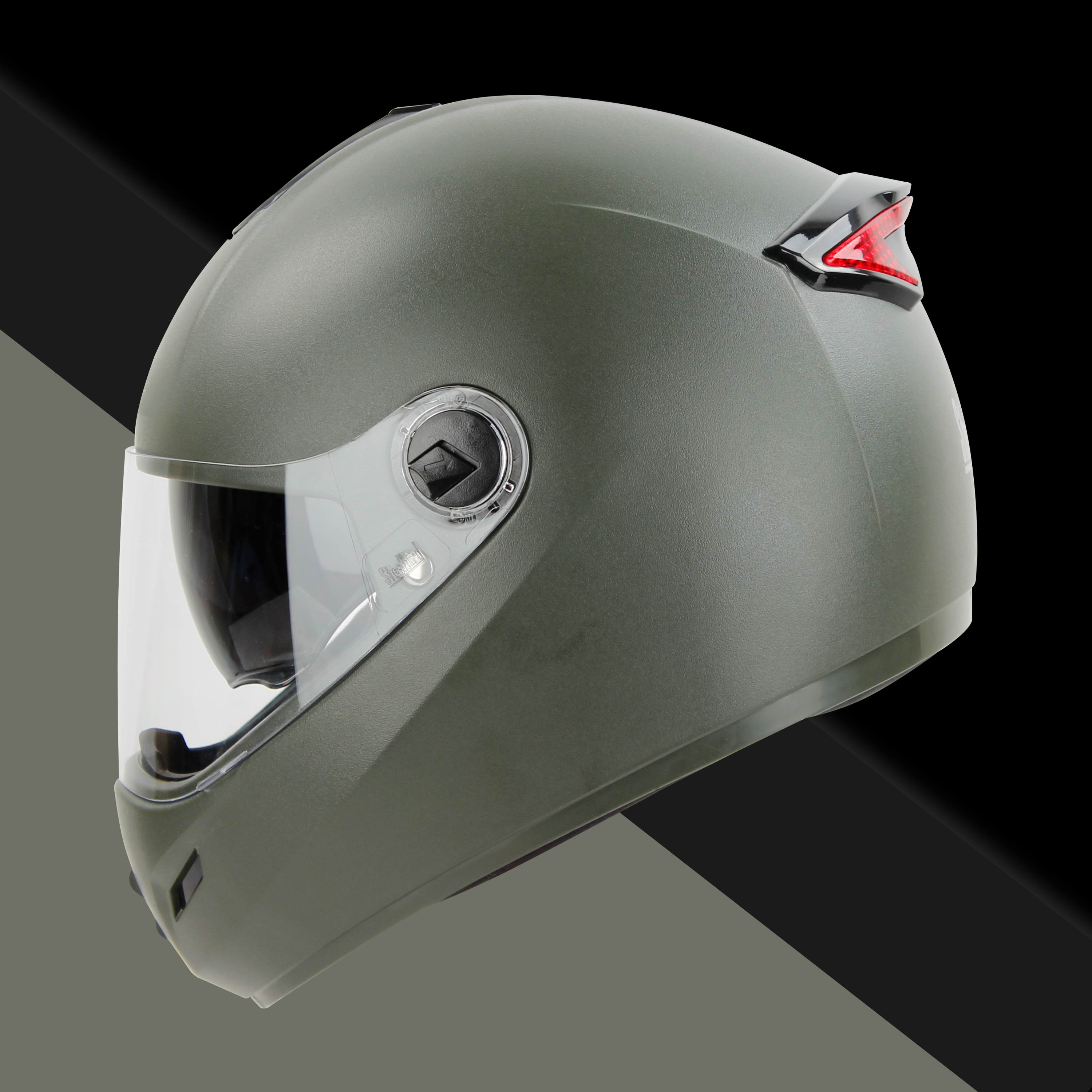 Steelbird SBH-34 Road ISI Certified Full Face Helmet With Inner Smoke Sun Shield (Dashing Battle Green)