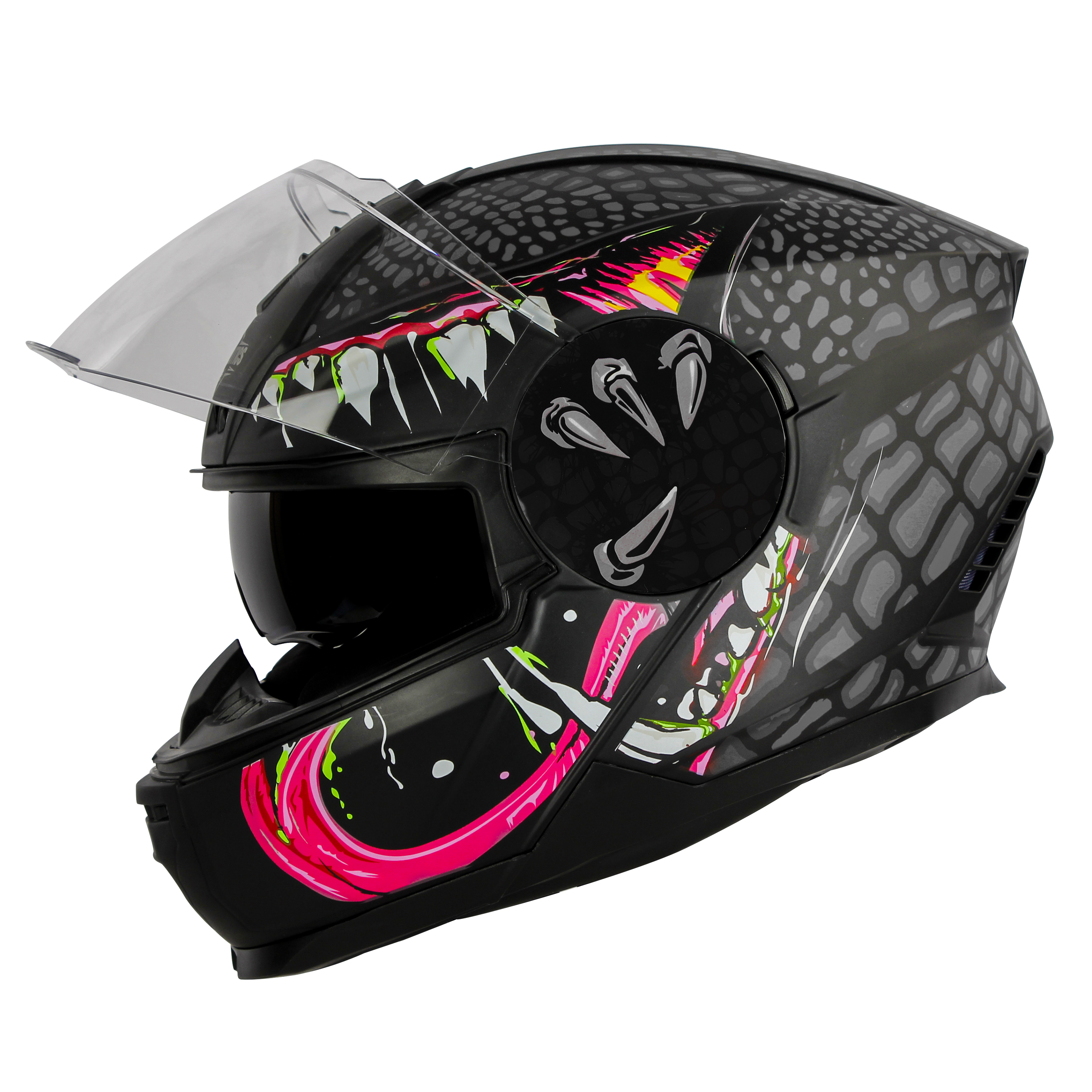 Steelbird SBH-40 Devil ISI Certified Full Face Helmet For Men And Women With Inner Smoke Sun Shield (Glossy Black Grey)