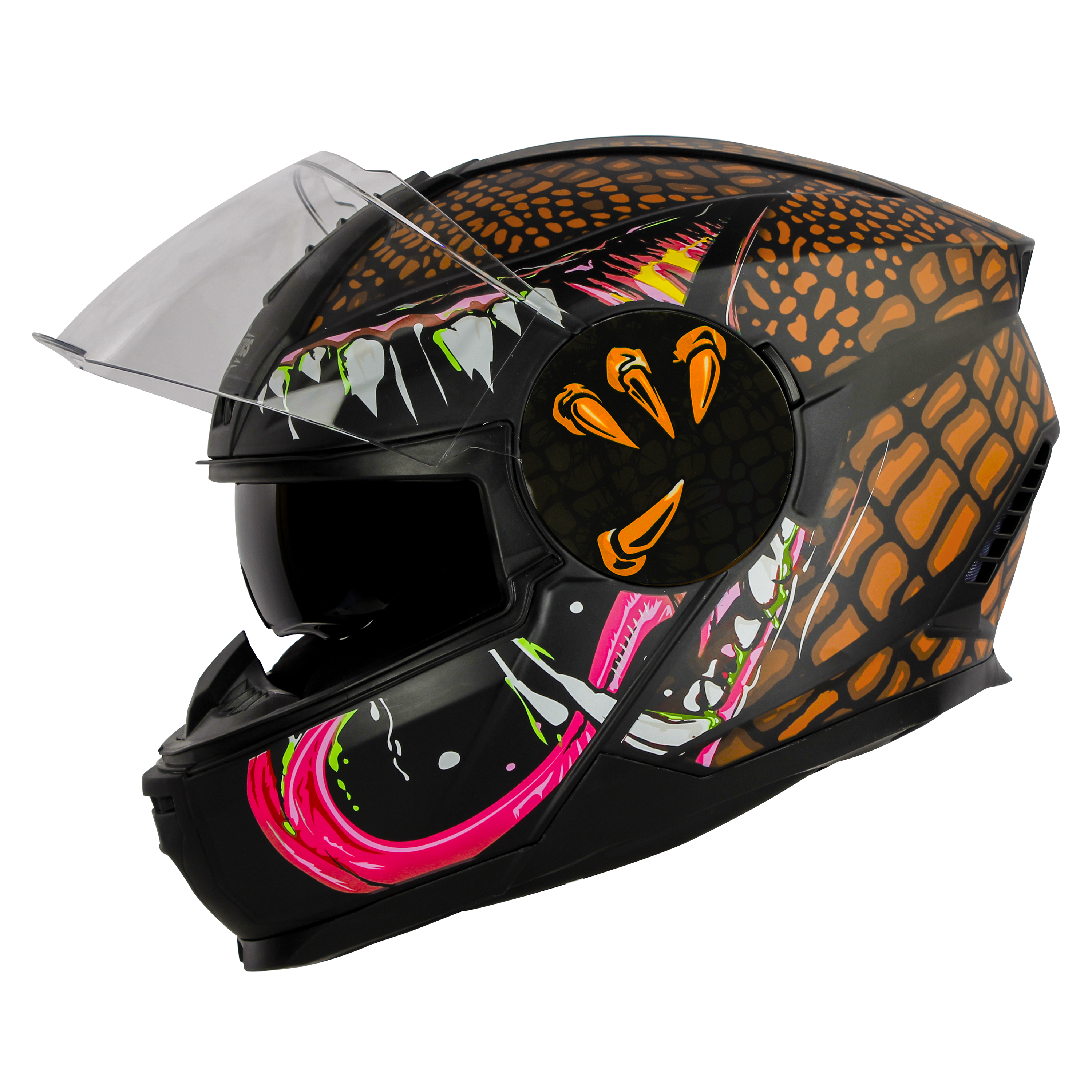 Steelbird SBH-40 Devil ISI Certified Full Face Helmet For Men And Women With Inner Smoke Sun Shield (Glossy Black Orange)