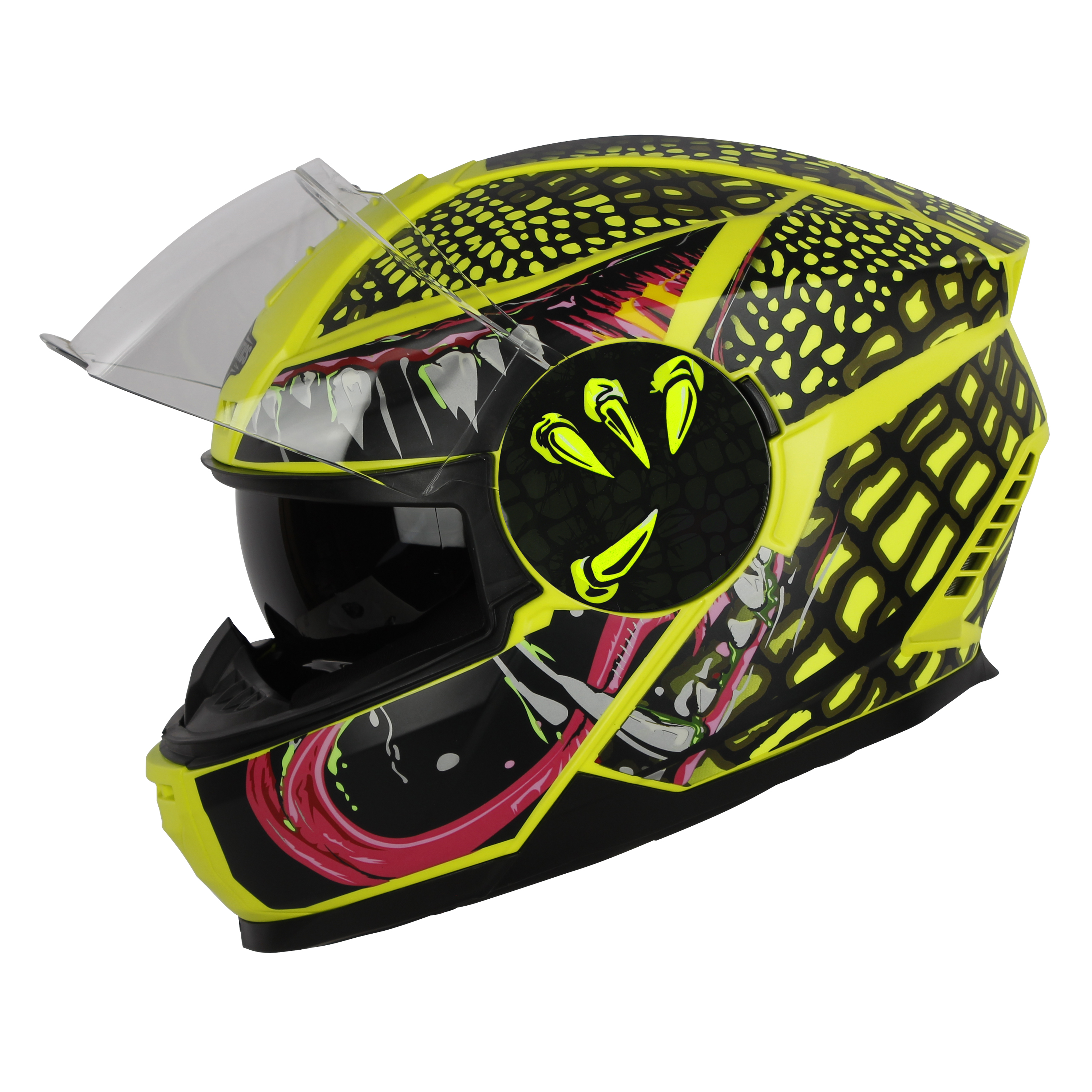 Steelbird SBH-40 Devil ISI Certified Full Face Helmet For Men And Women With Inner Smoke Sun Shield (Glossy Jazz Neon Neon)