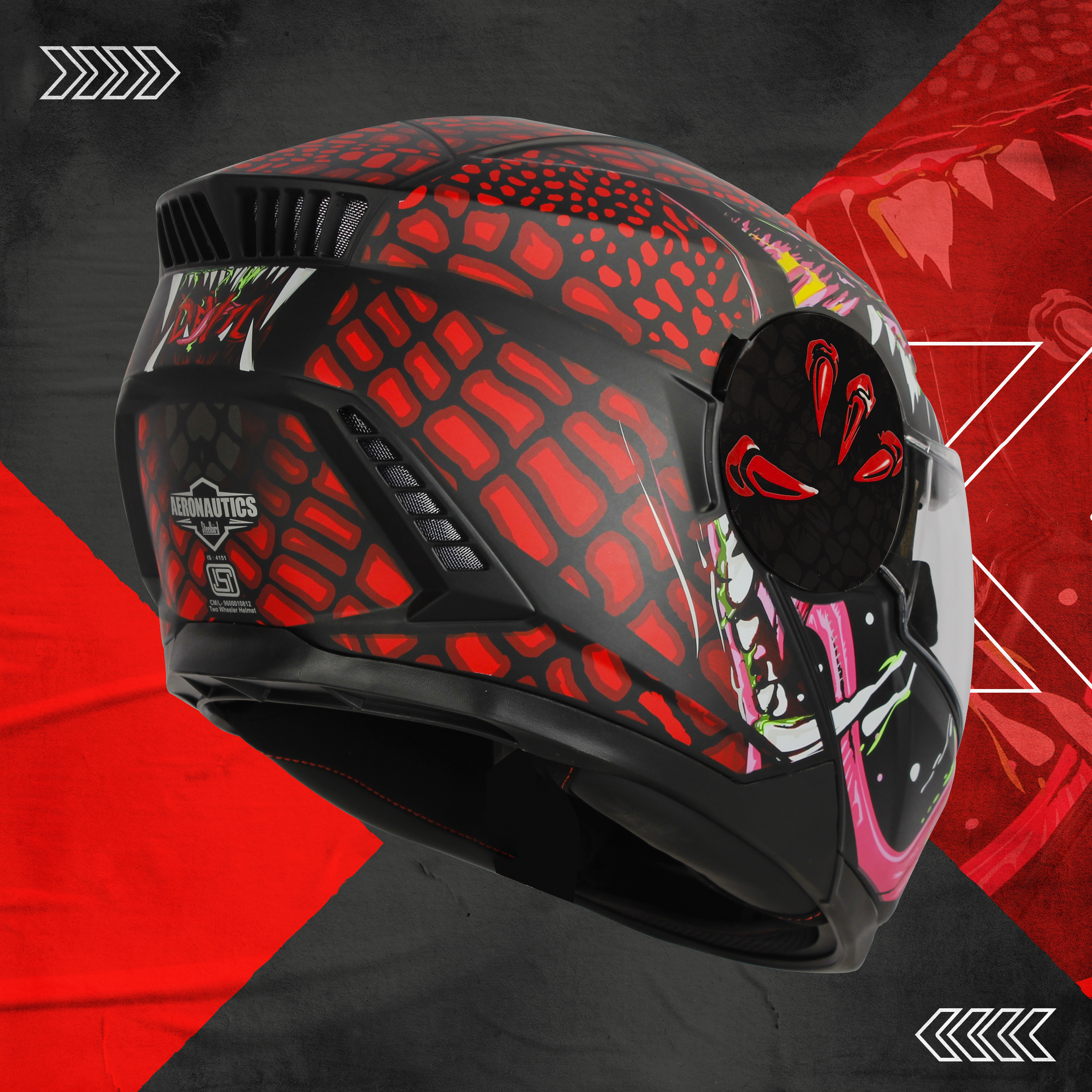 Steelbird SBH-40 Devil ISI Certified Full Face Helmet For Men And Women With Inner Smoke Sun Shield (Matt Black Red)