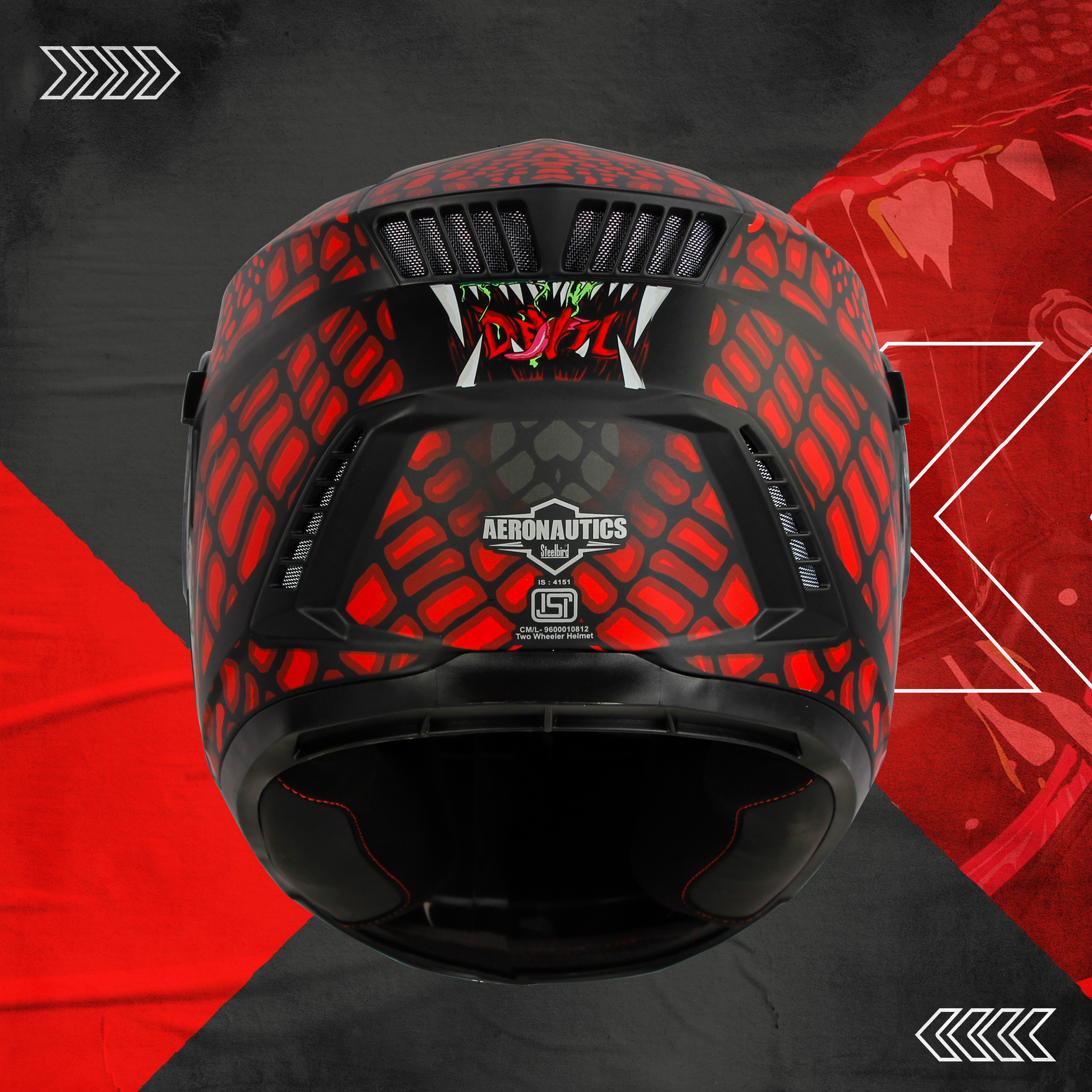 Steelbird SBH-40 Devil ISI Certified Full Face Helmet For Men And Women With Inner Smoke Sun Shield (Matt Black Red)