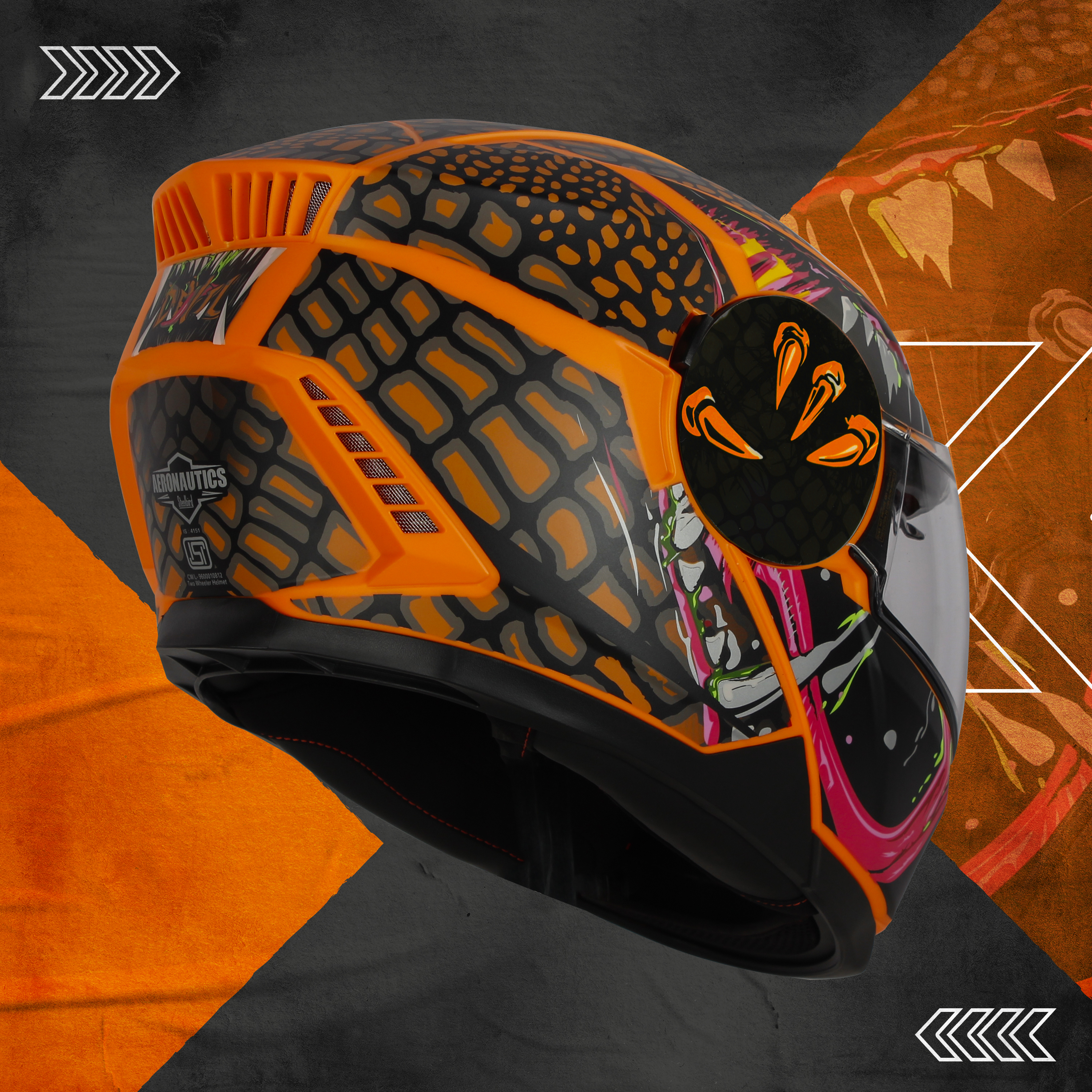 Steelbird SBH-40 Devil ISI Certified Full Face Helmet For Men And Women With Inner Smoke Sun Shield (Matt Jazz Orange Orange)