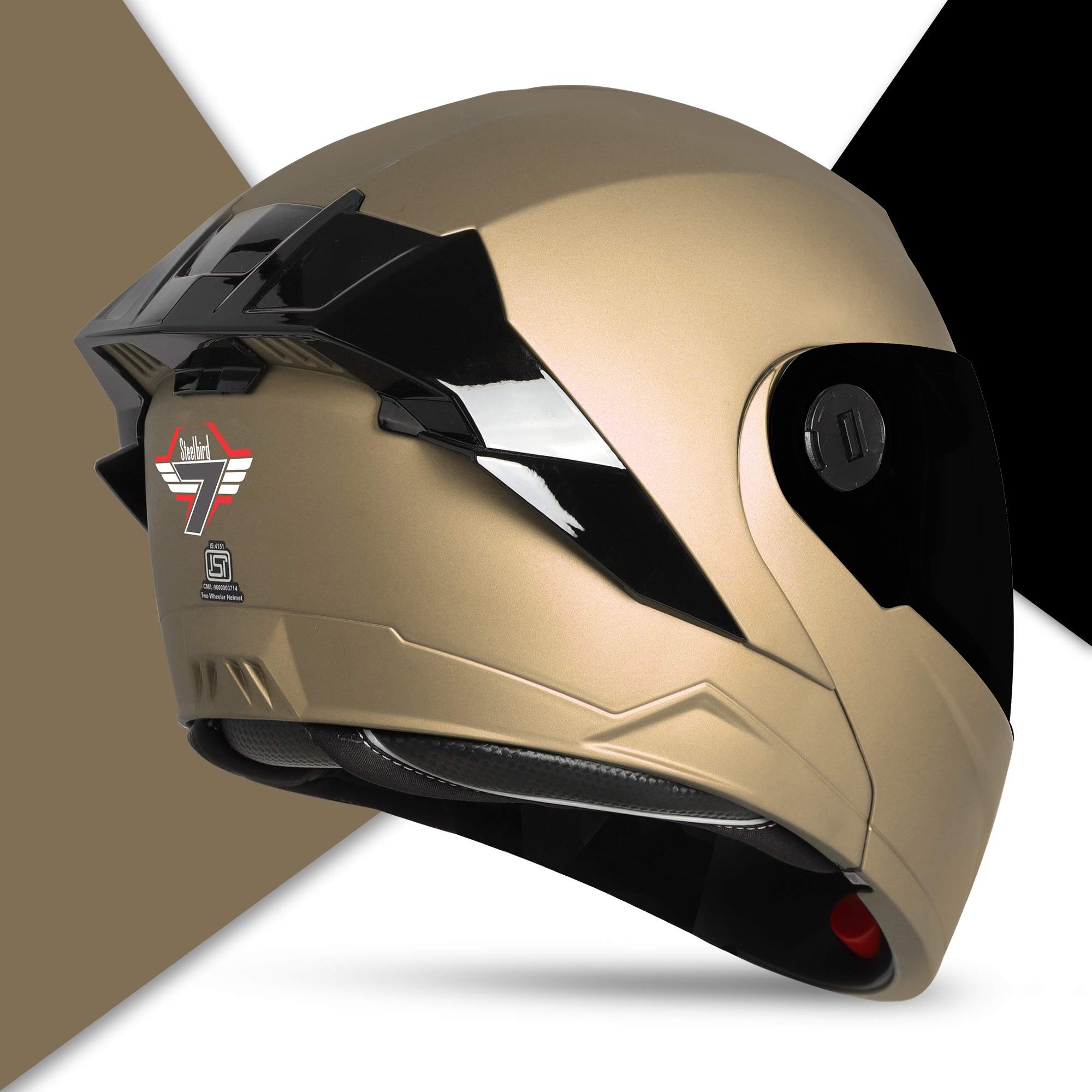 Steelbird SBA-8 7Wings ISI Certified Flip-Up Helmet For Men And Women (Matt Desert Storm With Smoke Visor)