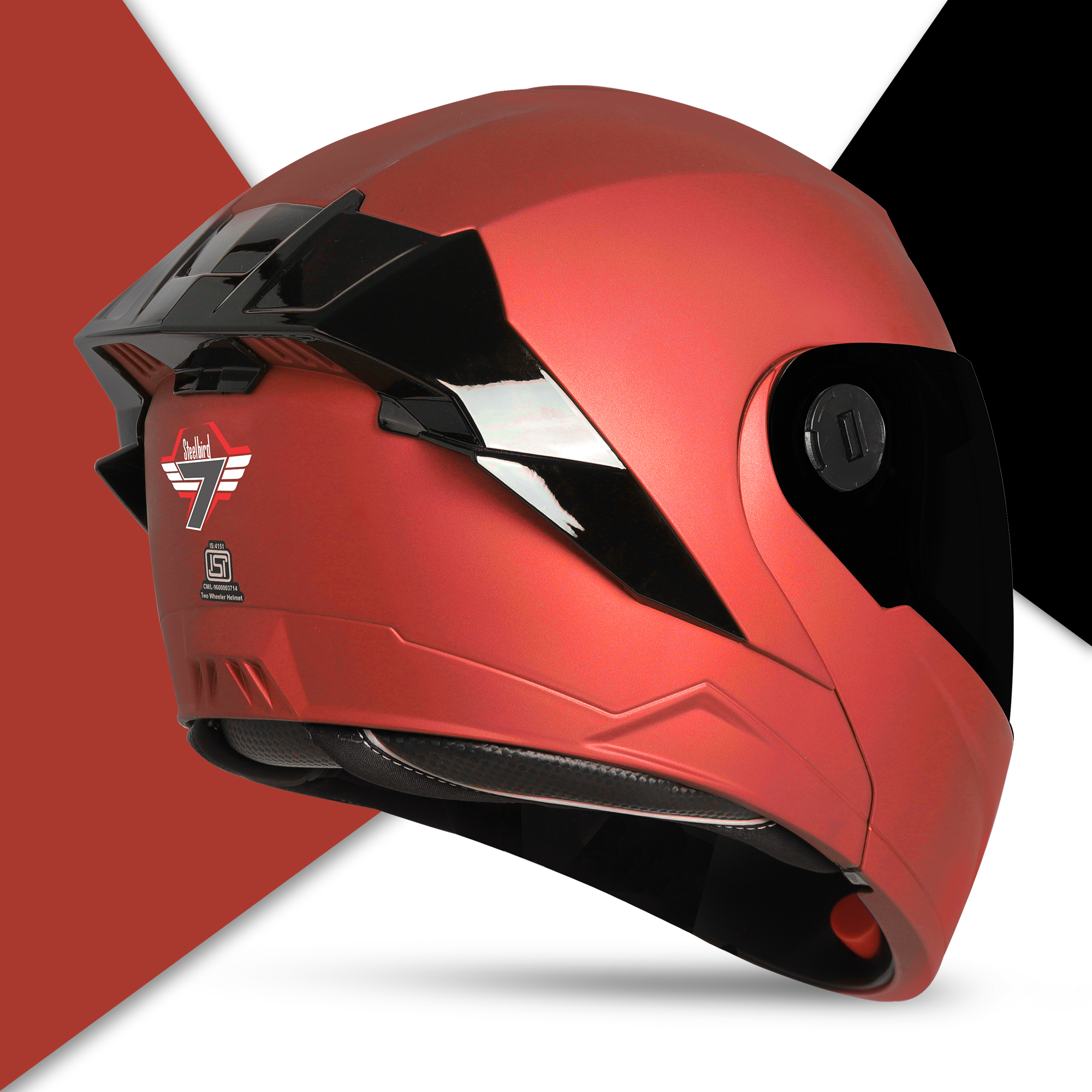 Steelbird SBA-8 7Wings ISI Certified Flip-Up Helmet For Men And Women (Matt Sports Red With Smoke Visor)