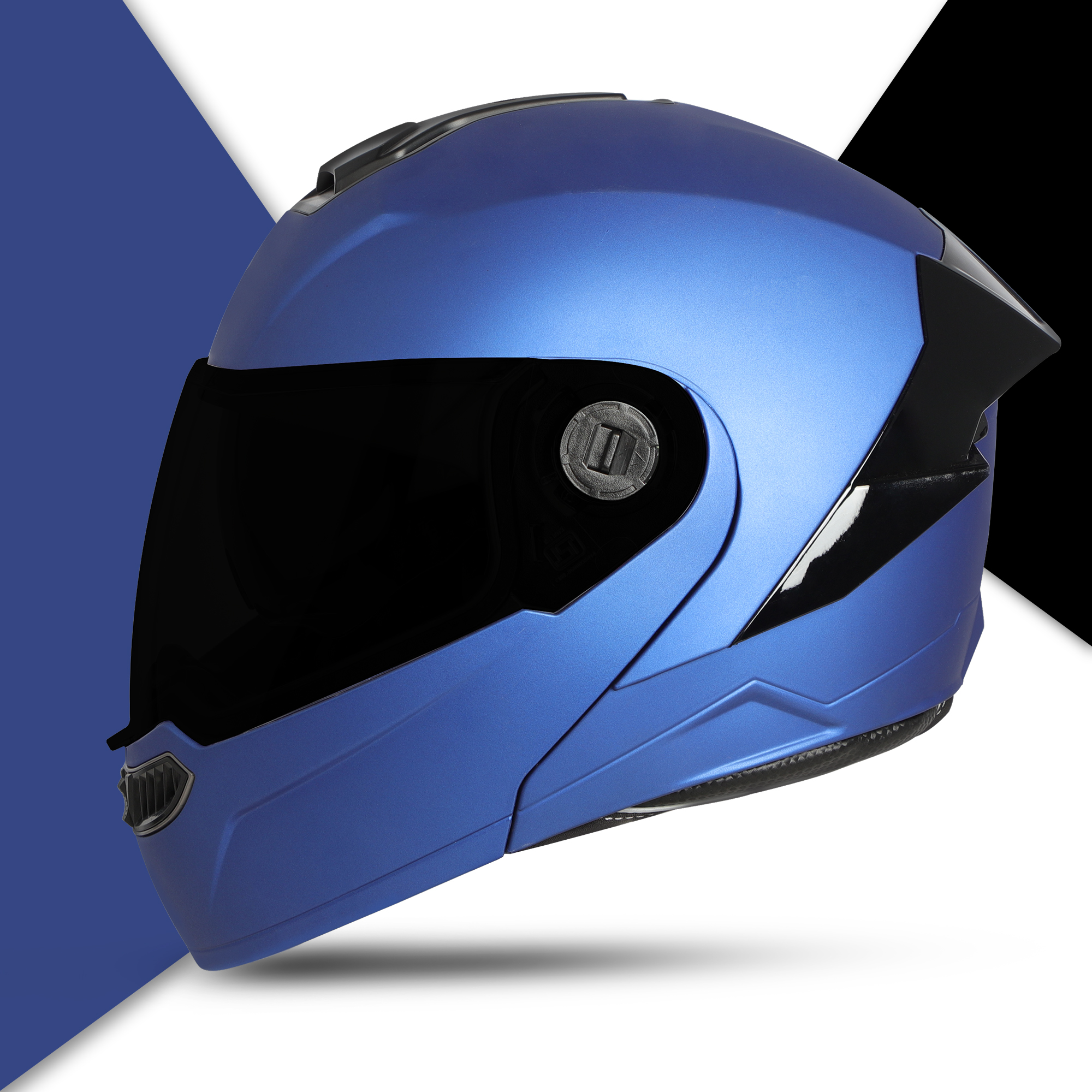 Steelbird SBA-8 7Wings ISI Certified Flip-Up Helmet For Men And Women (Matt Y.Blue With Smoke Visor)