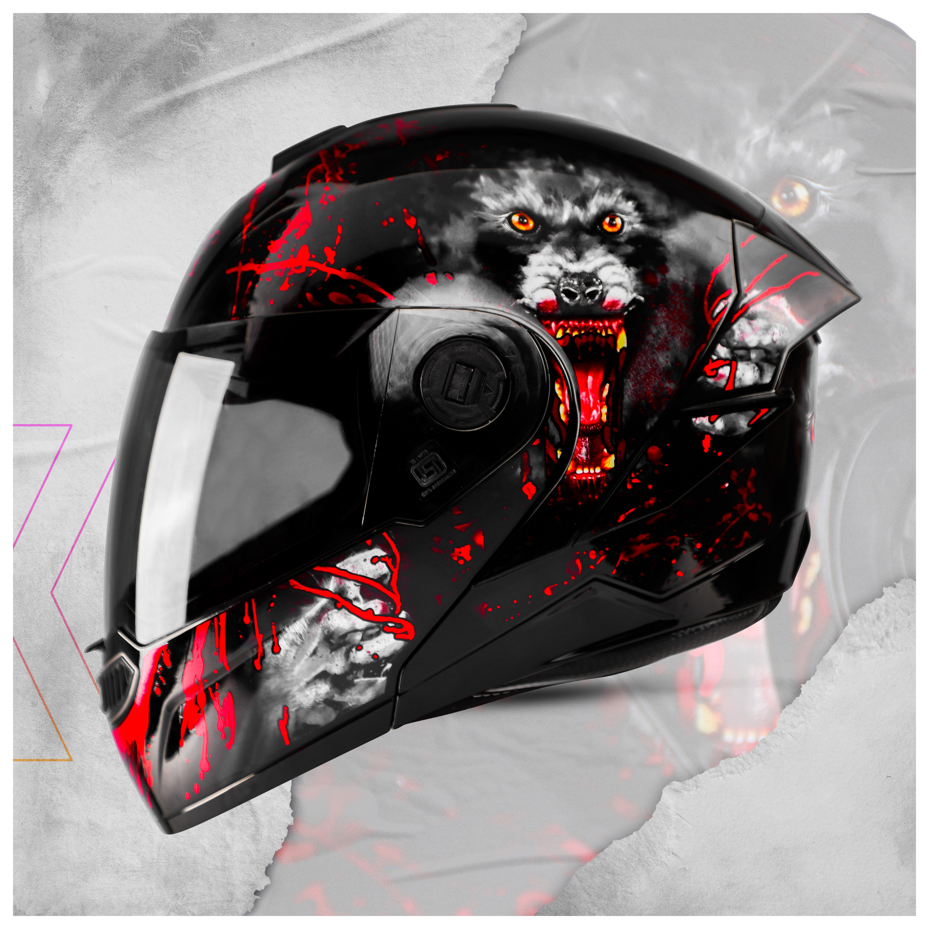 Steelbird SBA-8 Roar ISI Certified Flip-Up Helmet For Men And Women (Glossy Black With Smoke Visor)