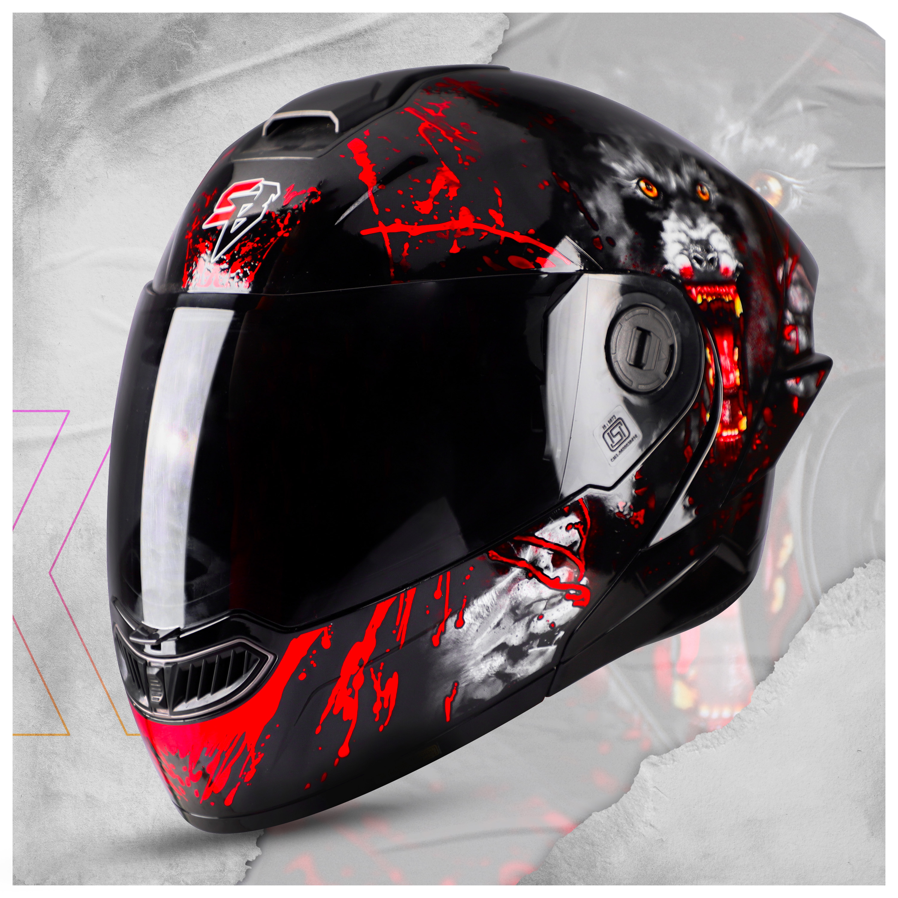 Steelbird SBA-8 Roar ISI Certified Flip-Up Helmet For Men And Women With Inner Smoke Sun Shield (Glossy Black With Smoke Visor)