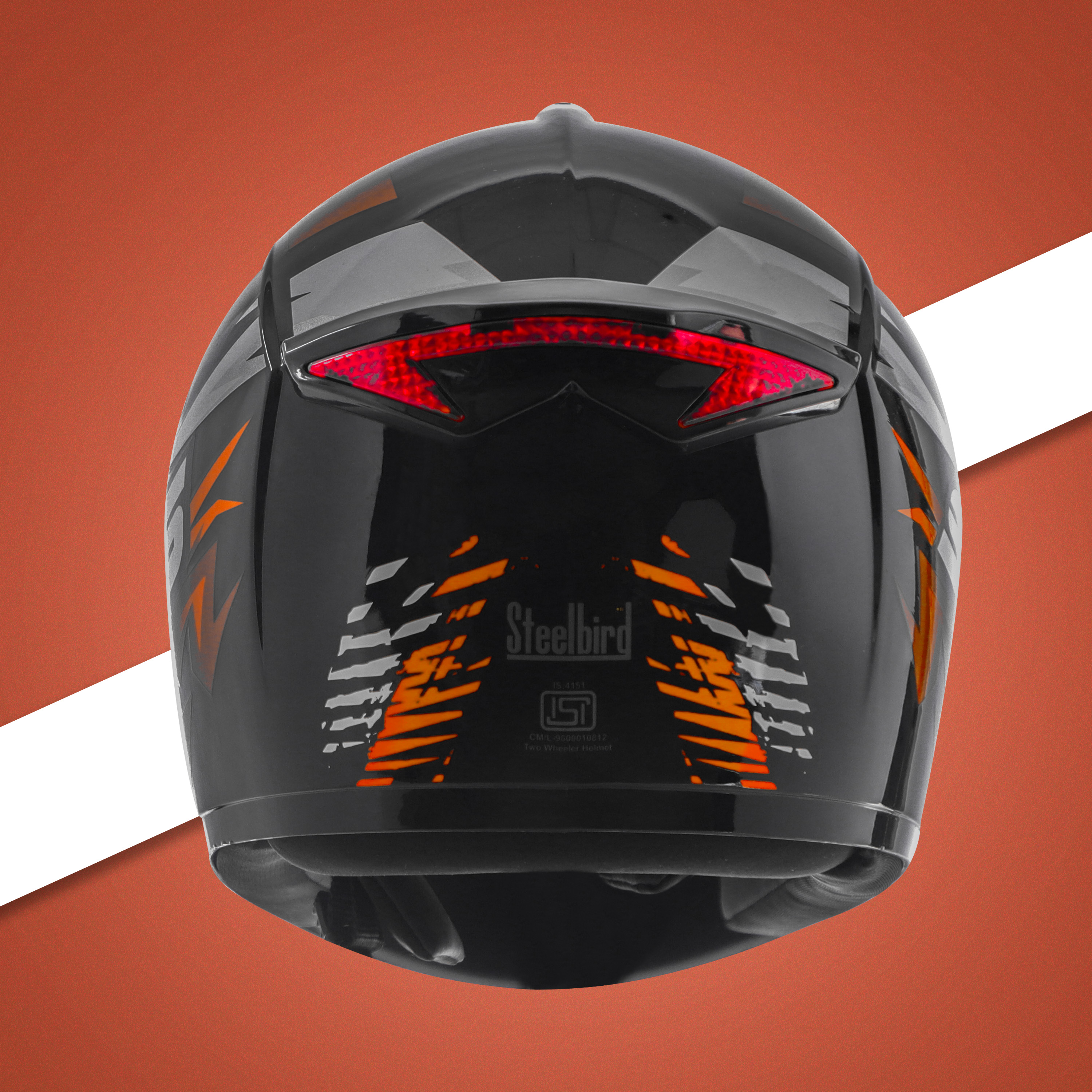 Steelbird SBH-34 Sports ISI Certified Full Face Bike Helmet For Men And Women With Inner Smoke Sun Shield (Glossy Black Orange With Chrome Rainbow Visor)