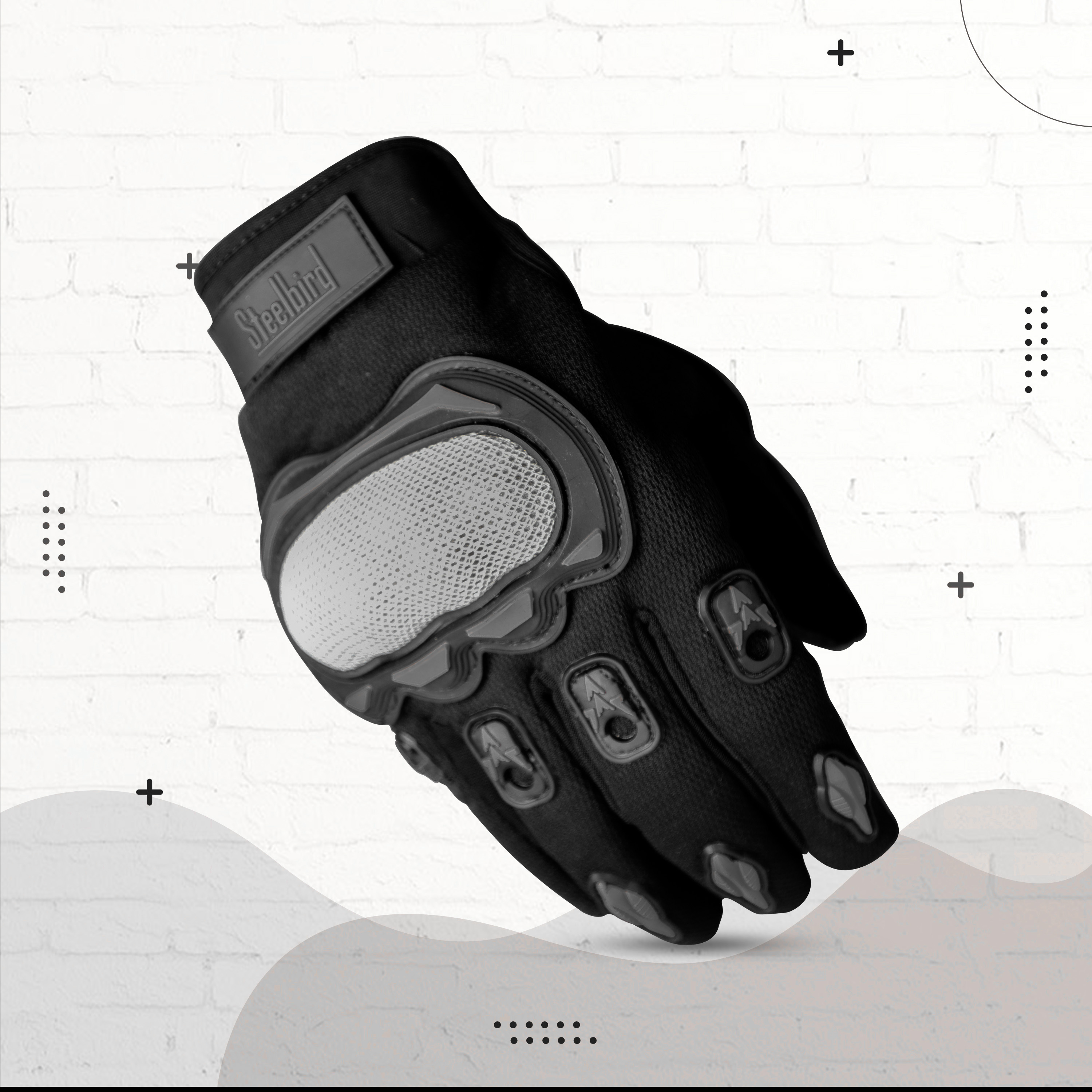 Steelbird Experience 1.0 Reflective Full Finger Bike Riding Gloves With Touch Screen Sensitivity At Thumb And Index Finger, Protective Off-Road Motorbike Racing (Black Grey)
