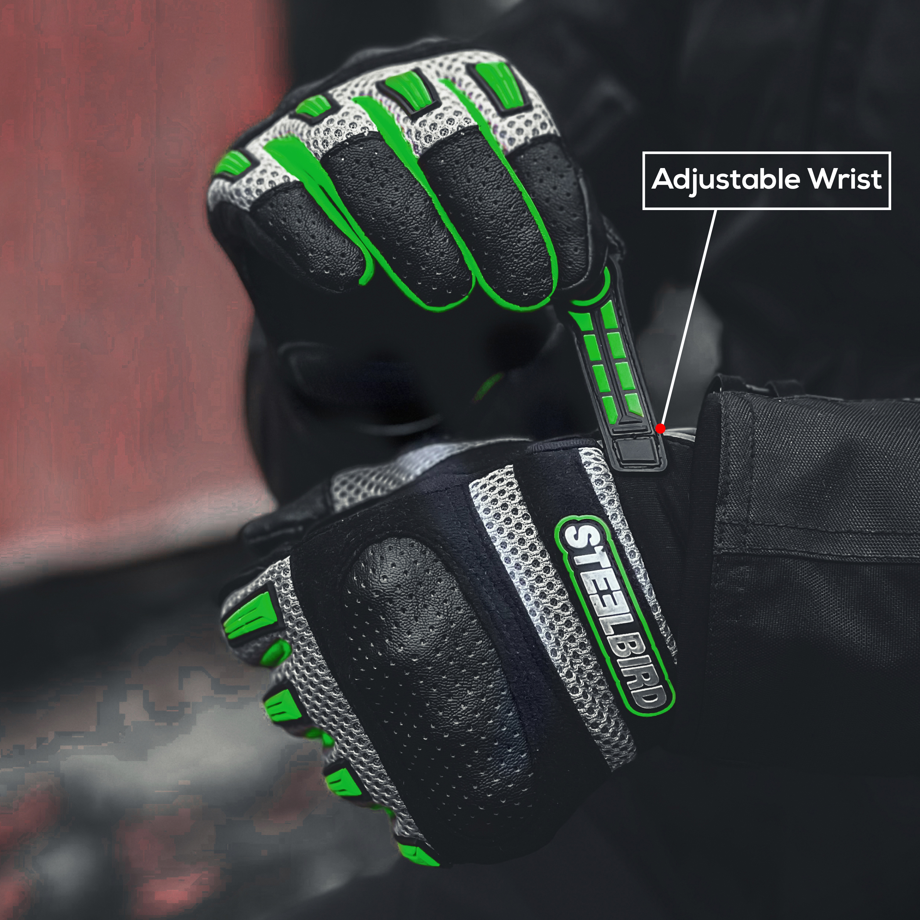 Steelbird Adventure A-1 Full Finger Riding Gloves With Touch Screen Sensitivity At Thumb & Index Finger, Protective Off-Road Motorbike Racing (Green)