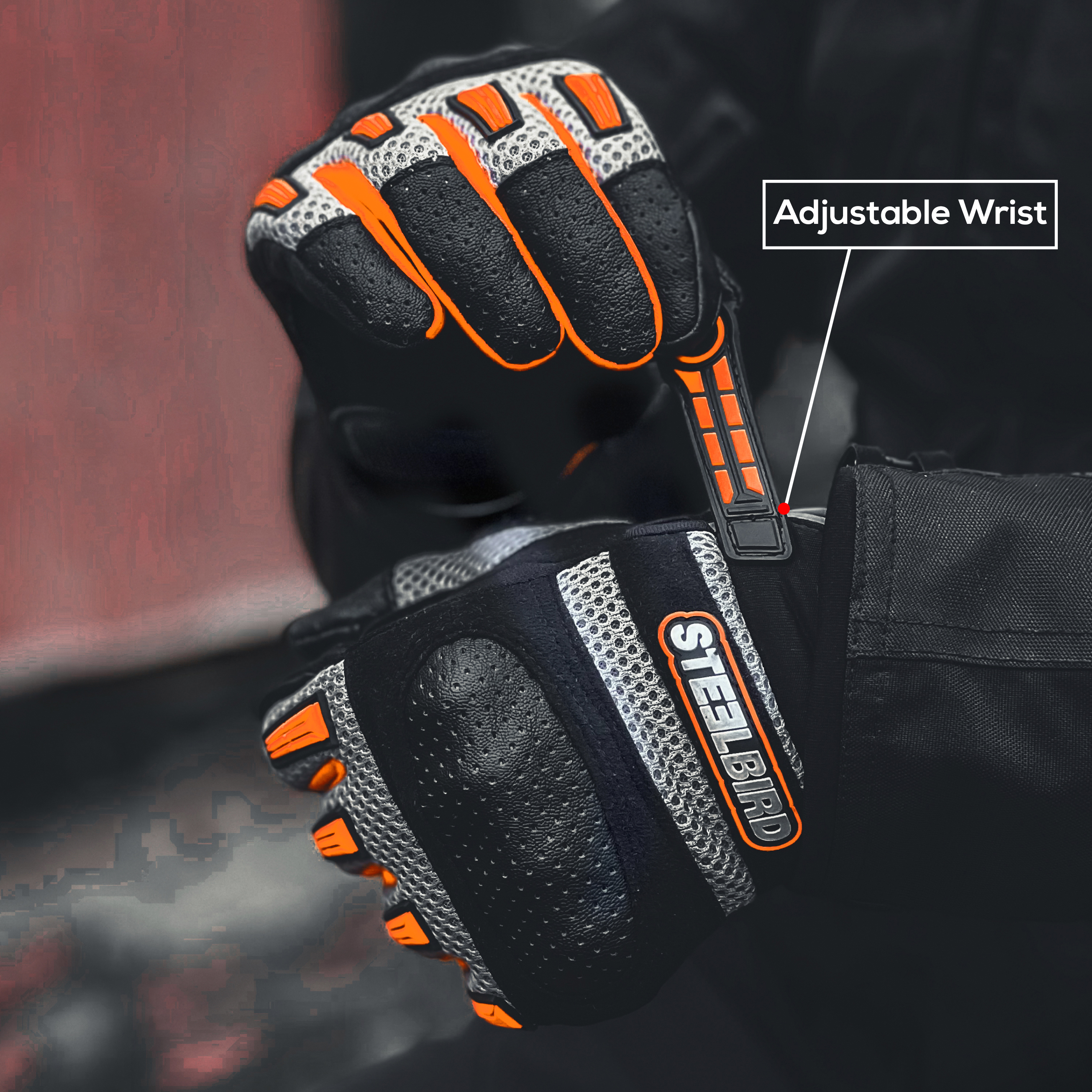Steelbird Adventure A-1 Full Finger Riding Gloves With Touch Screen Sensitivity At Thumb & Index Finger, Protective Off-Road Motorbike Racing (Orange)