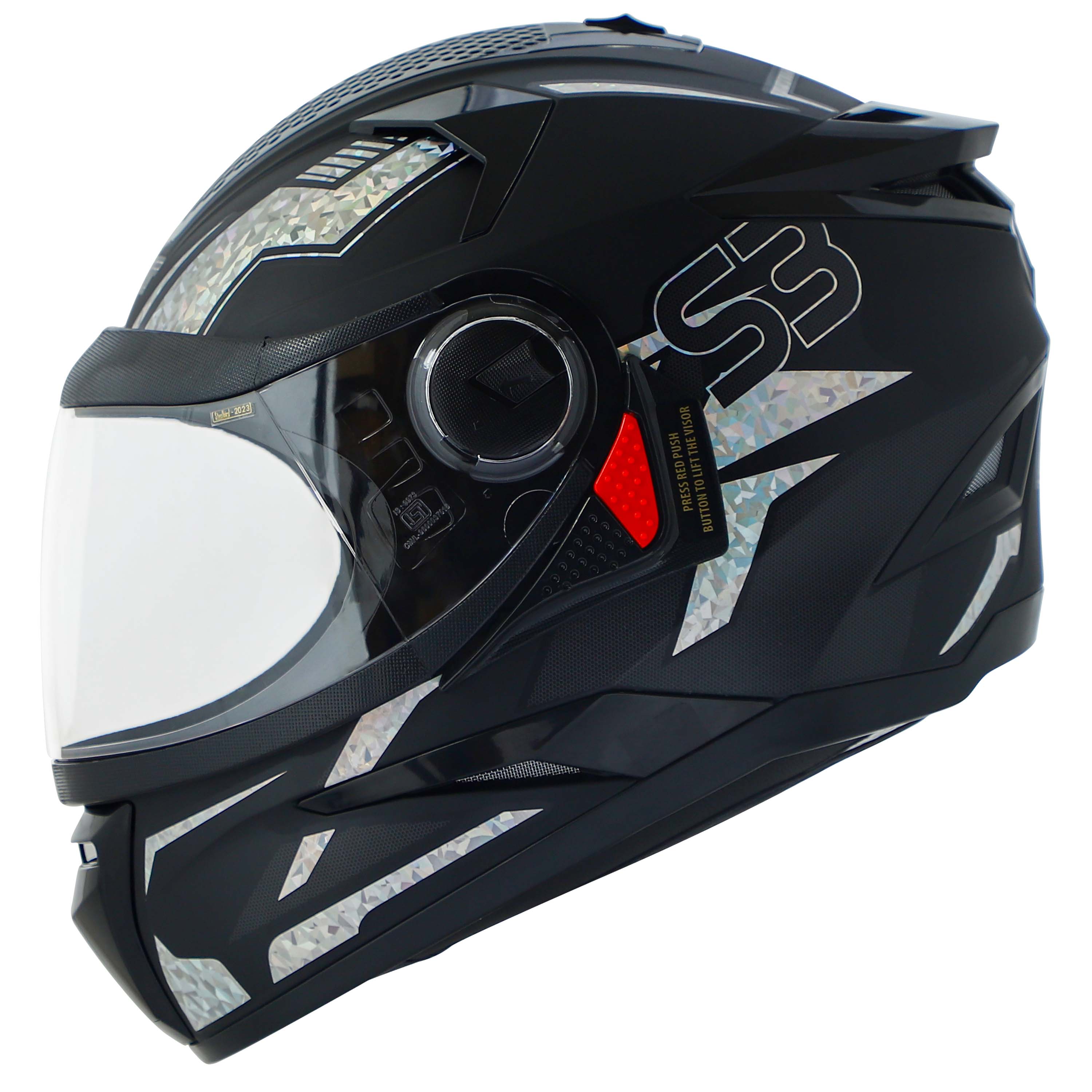Steelbird SBH-17 Robot Terminator ISI Certified Full Face Chrome Graphic Helmet For Men And Women (Glossy Black Diamond With Smoke Visor)