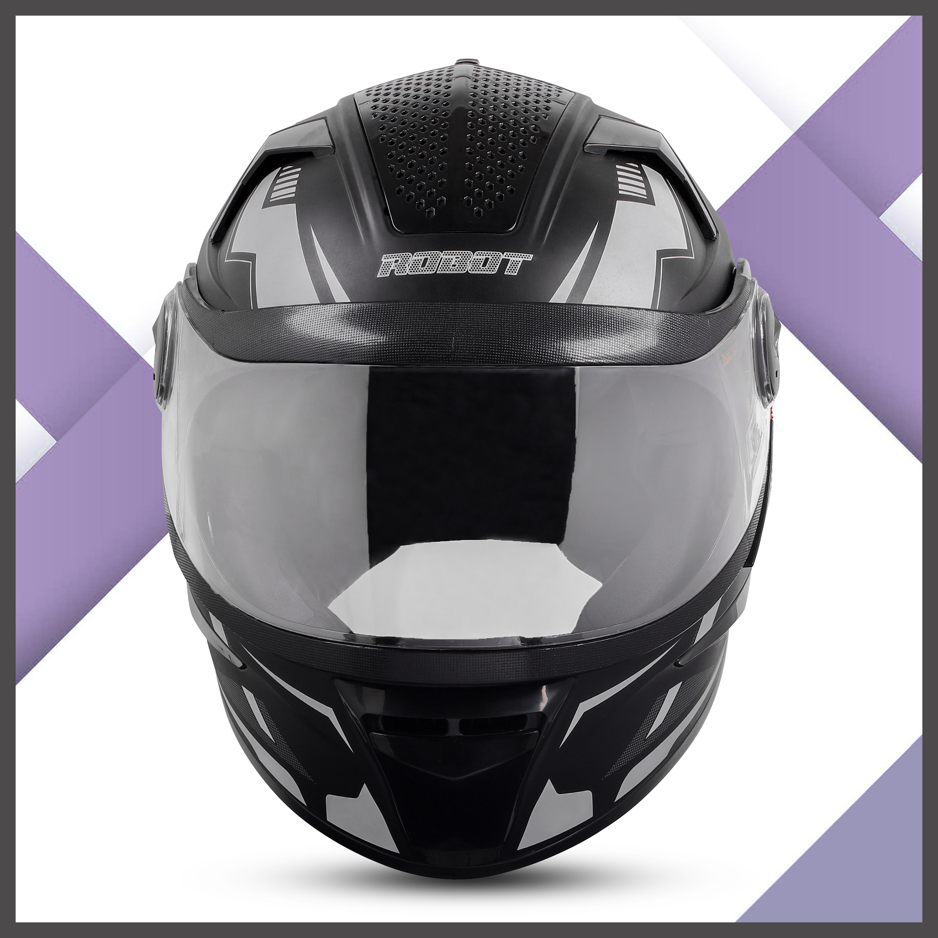 Steelbird SBH-17 Robot Terminator ISI Certified Full Face Photochromic Graphic Helmet For Men And Women (Glossy Bright Voilet With Smoke Visor)