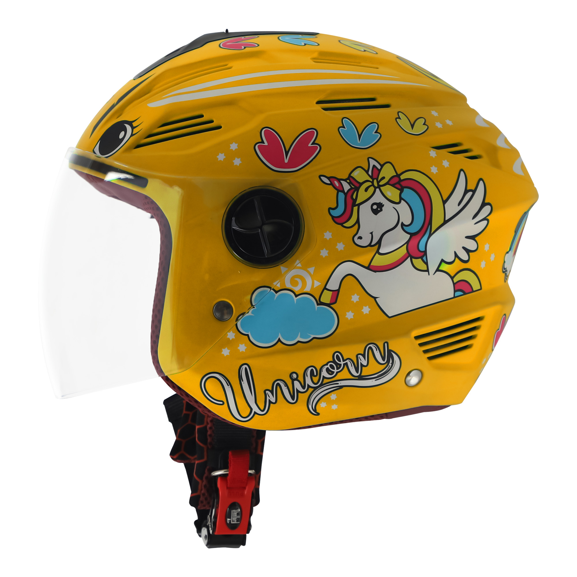 Steelbird SBA-6 Unicorn ISI Certified Open Face Helmet For Men And Women (Glossy Yellow With Clear Visor)