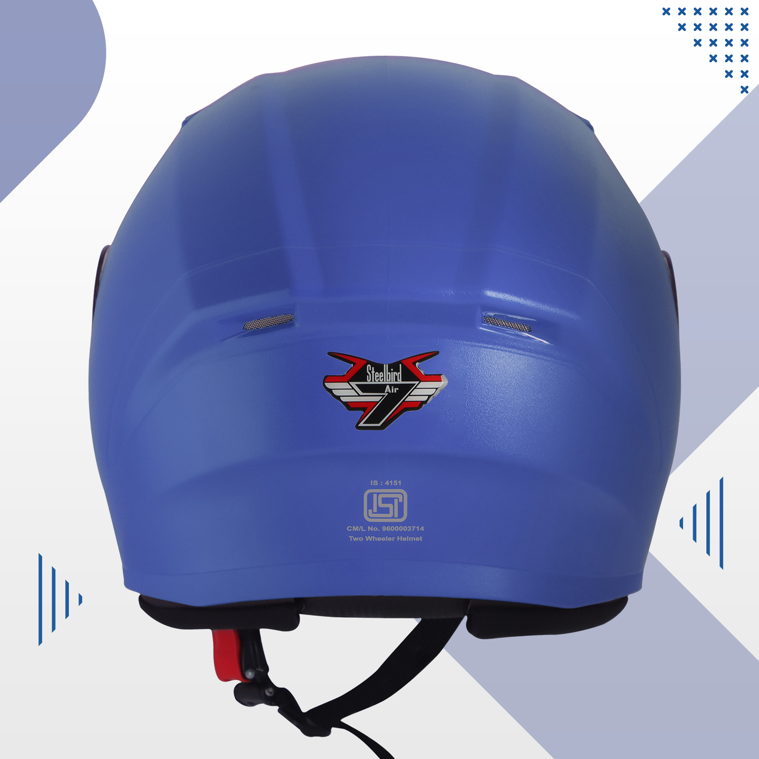 Steelbird SBA-17 7Wings ISI Certified Open Face Helmet For Men And Women (Dashing Blue With Tinted Yellow Visor)