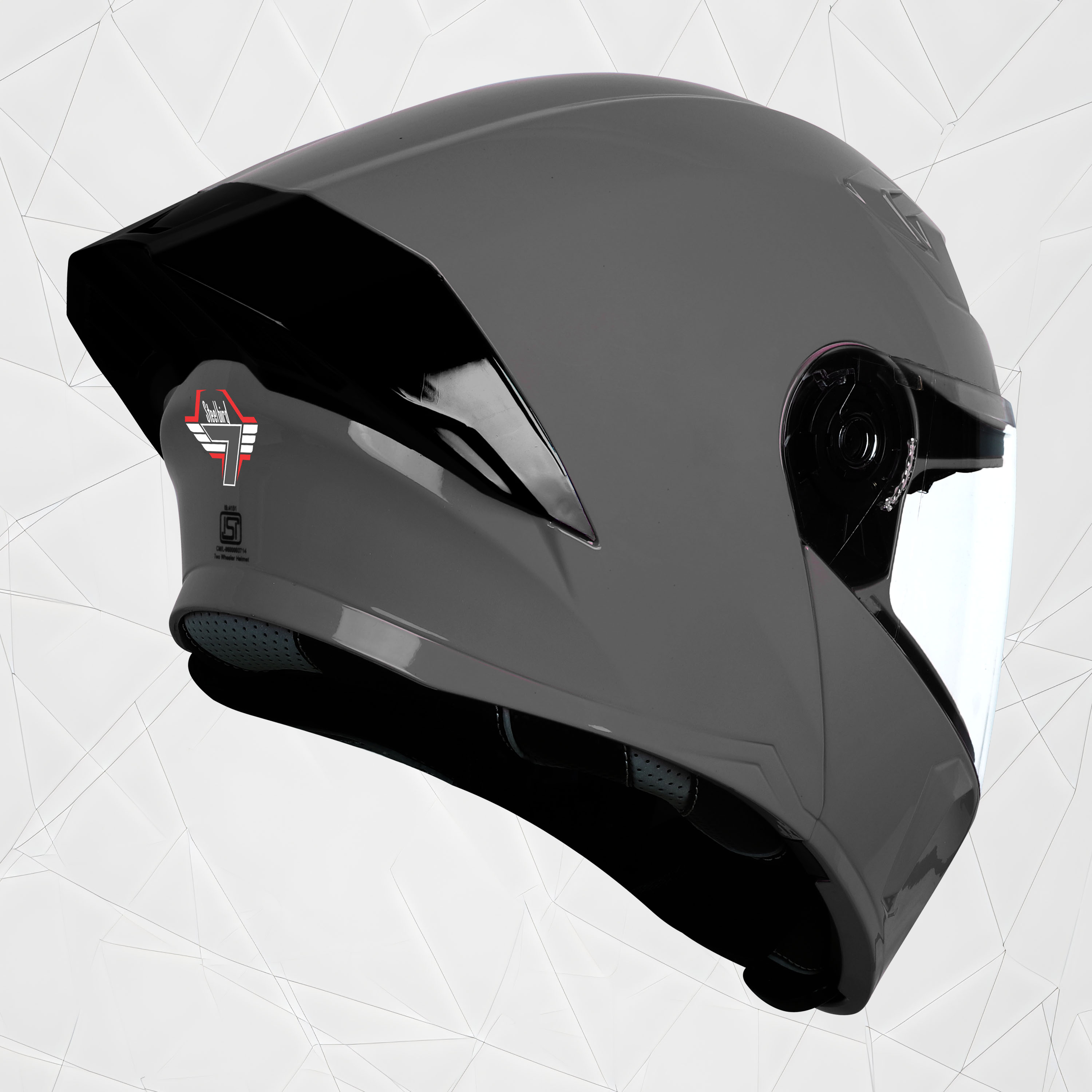 Steelbird SBA-20 7Wings ISI Certified Flip-Up Helmet With Black Spoiler For Men And Women (Glossy H. Grey With Clear Visor)