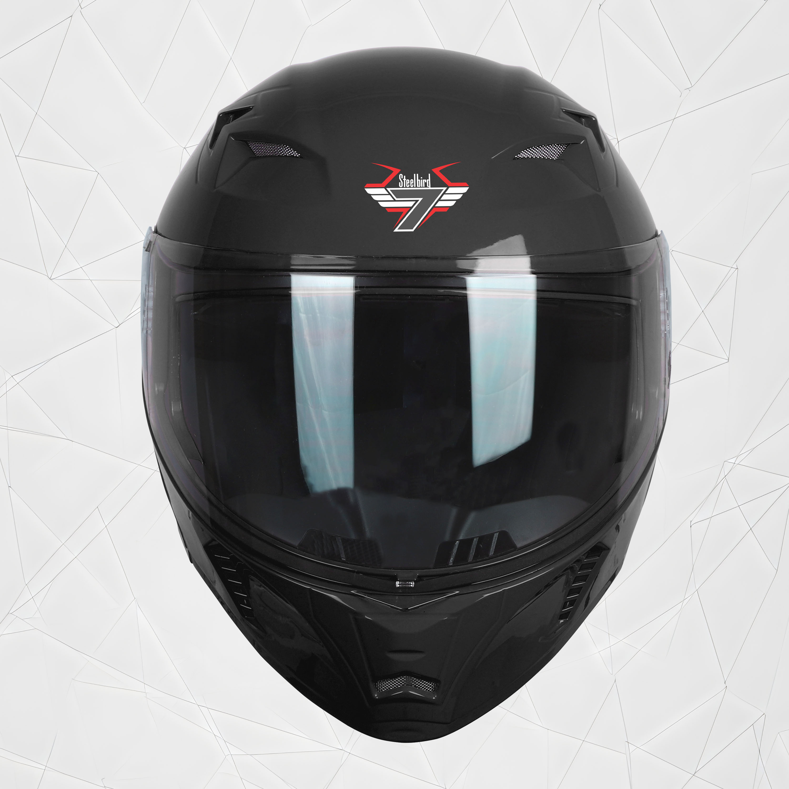Steelbird SBA-20 7Wings ISI Certified Flip-Up Helmet With Black Spoiler For Men And Women (Glossy Black With Clear Visor)