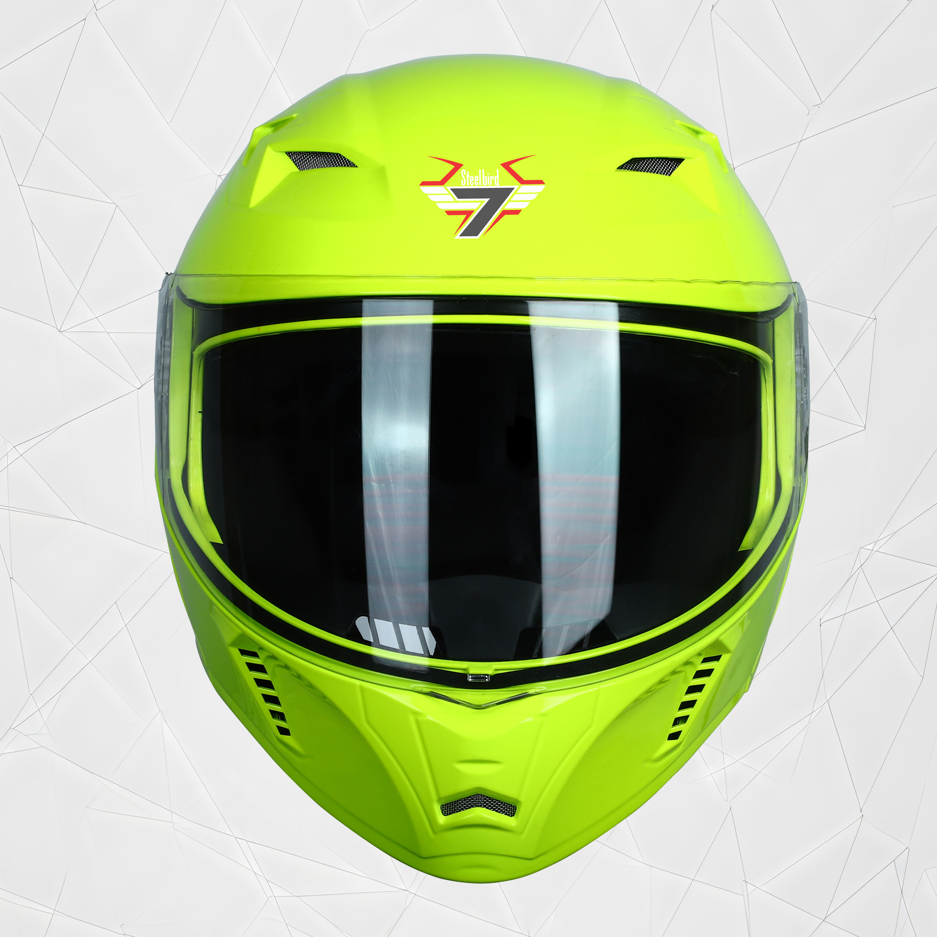 Steelbird SBA-20 7Wings ISI Certified Flip-Up Helmet With Black Spoiler For Men And Women (Glossy Fluo Neon With Clear Visor)