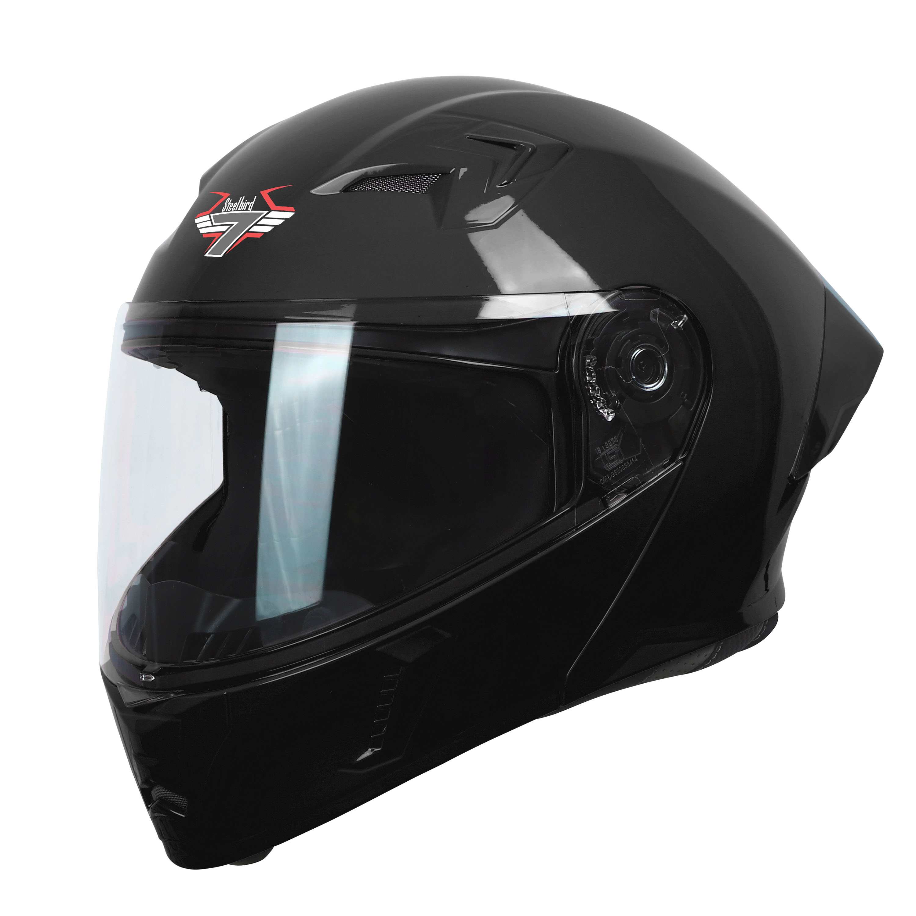Steelbird SBA-20 7Wings ISI Certified Flip-Up Helmet With Black Spoiler For Men And Women (Matt Black With Clear Visor)