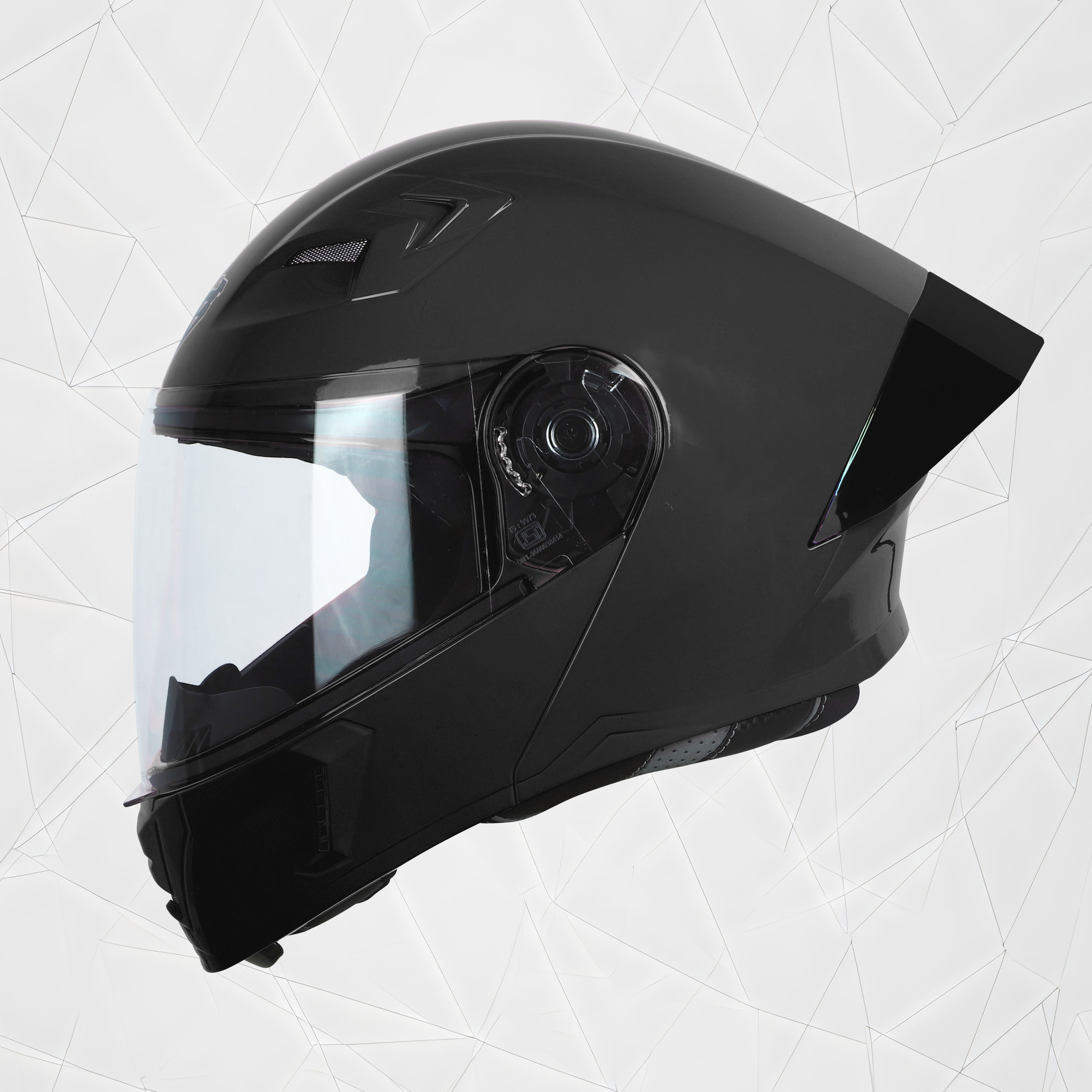 Steelbird SBA-20 7Wings ISI Certified Flip-Up Helmet With Black Spoiler For Men And Women (Matt Black With Clear Visor)