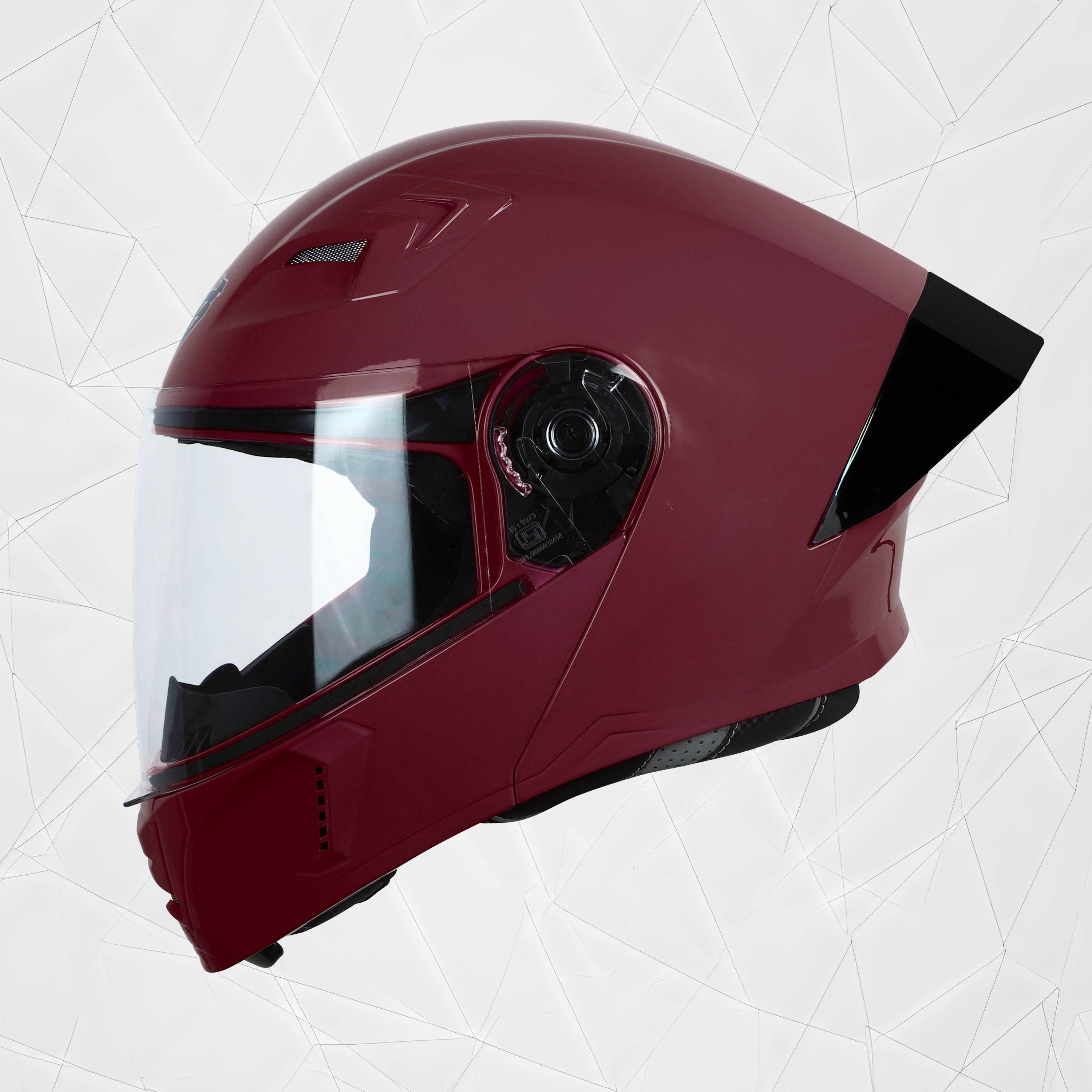 Steelbird SBA-20 7Wings ISI Certified Flip-Up Helmet With Black Spoiler For Men And Women (Matt Maroon With Clear Visor)