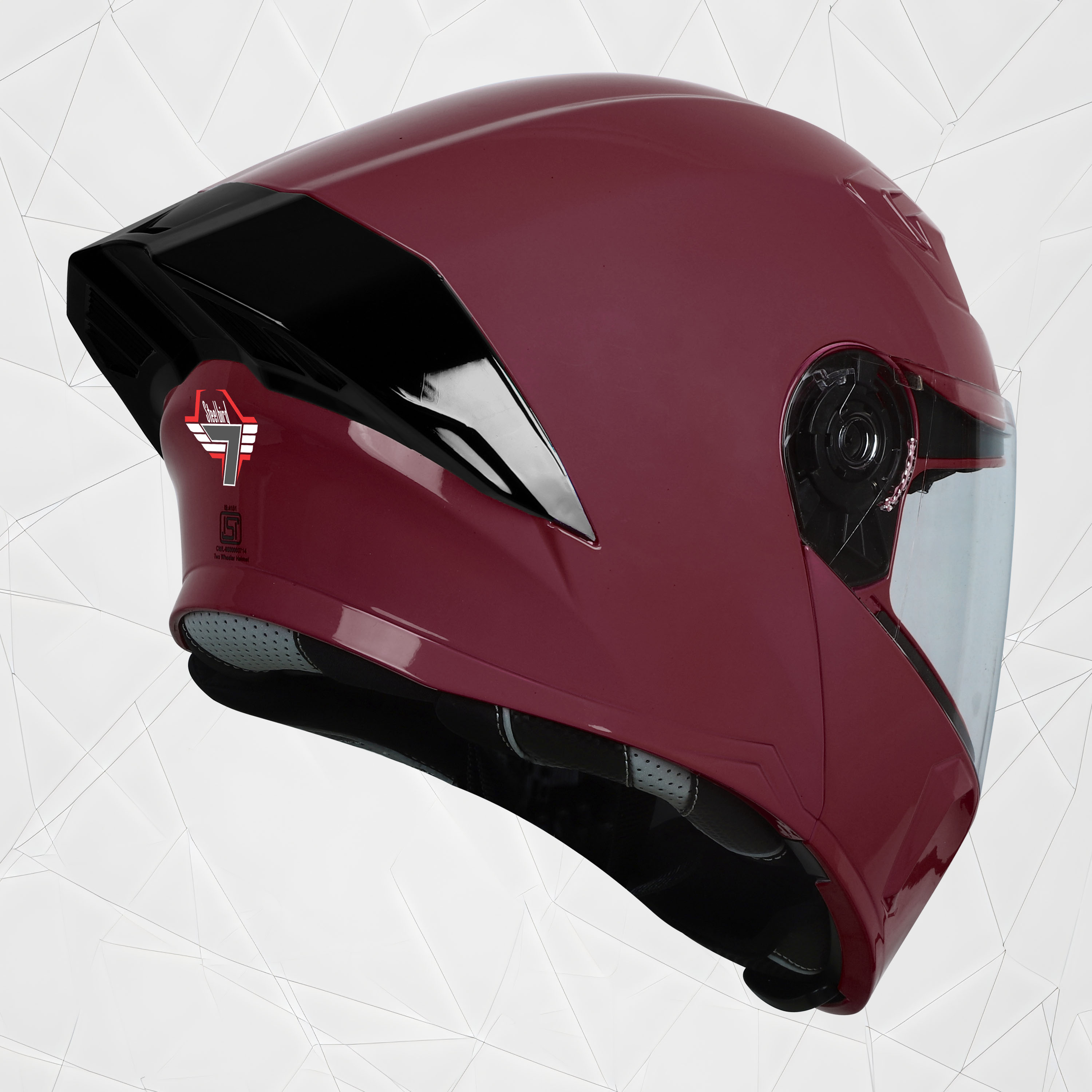 Steelbird SBA-20 7Wings ISI Certified Flip-Up Helmet With Black Spoiler For Men And Women (Matt Maroon With Clear Visor)