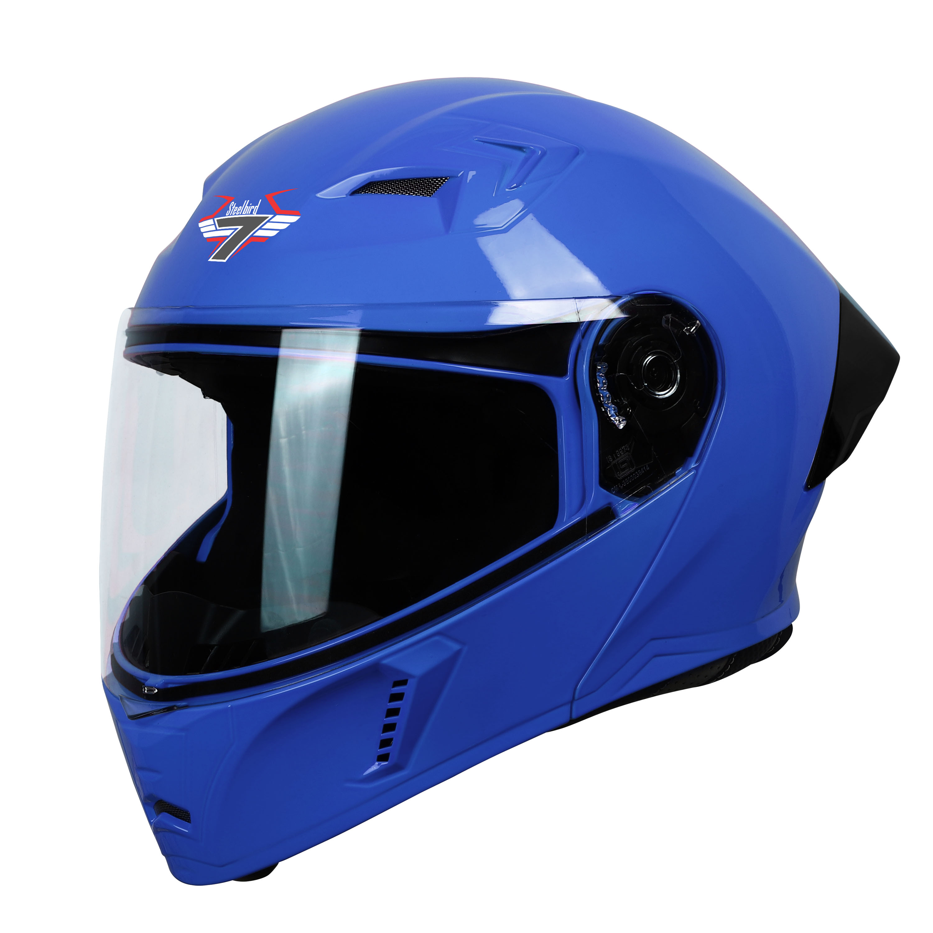 Steelbird SBA-20 7Wings ISI Certified Flip-Up Helmet With Black Spoiler For Men And Women (Matt Y. Blue With Clear Visor)
