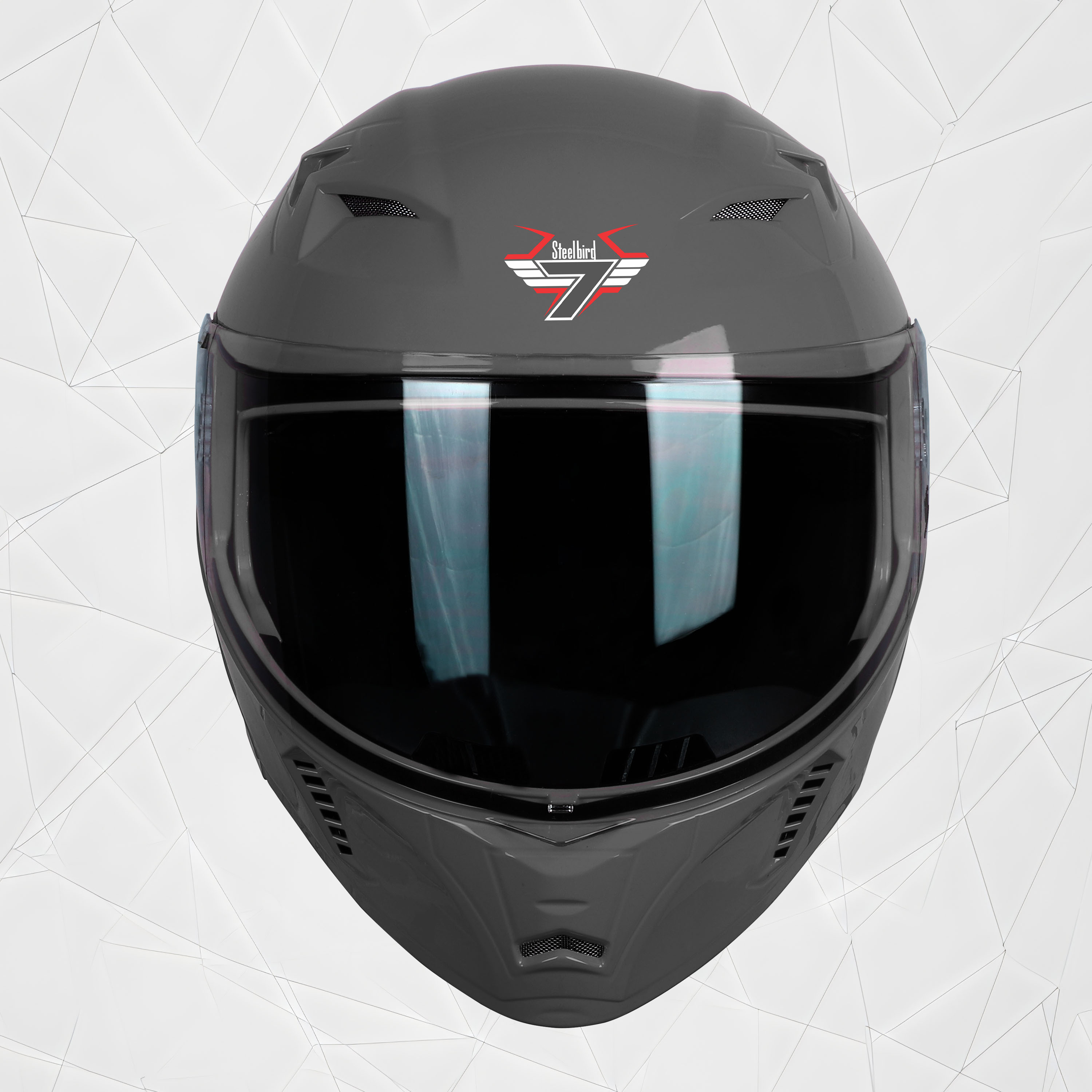 Steelbird SBA-20 7Wings ISI Certified Flip-Up Helmet With Black Spoiler For Men And Women (Matt H. Grey With Clear Visor)