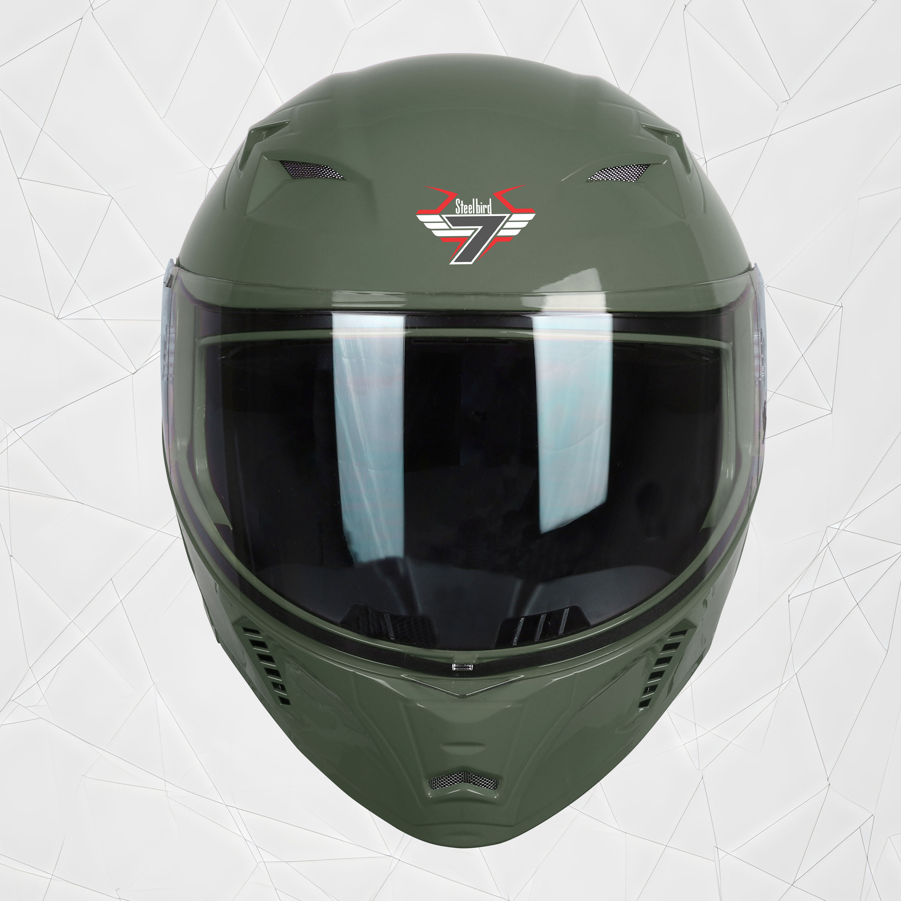 Steelbird SBA-20 7Wings ISI Certified Flip-Up Helmet With Black Spoiler For Men And Women (Matt Battle Green With Clear Visor)