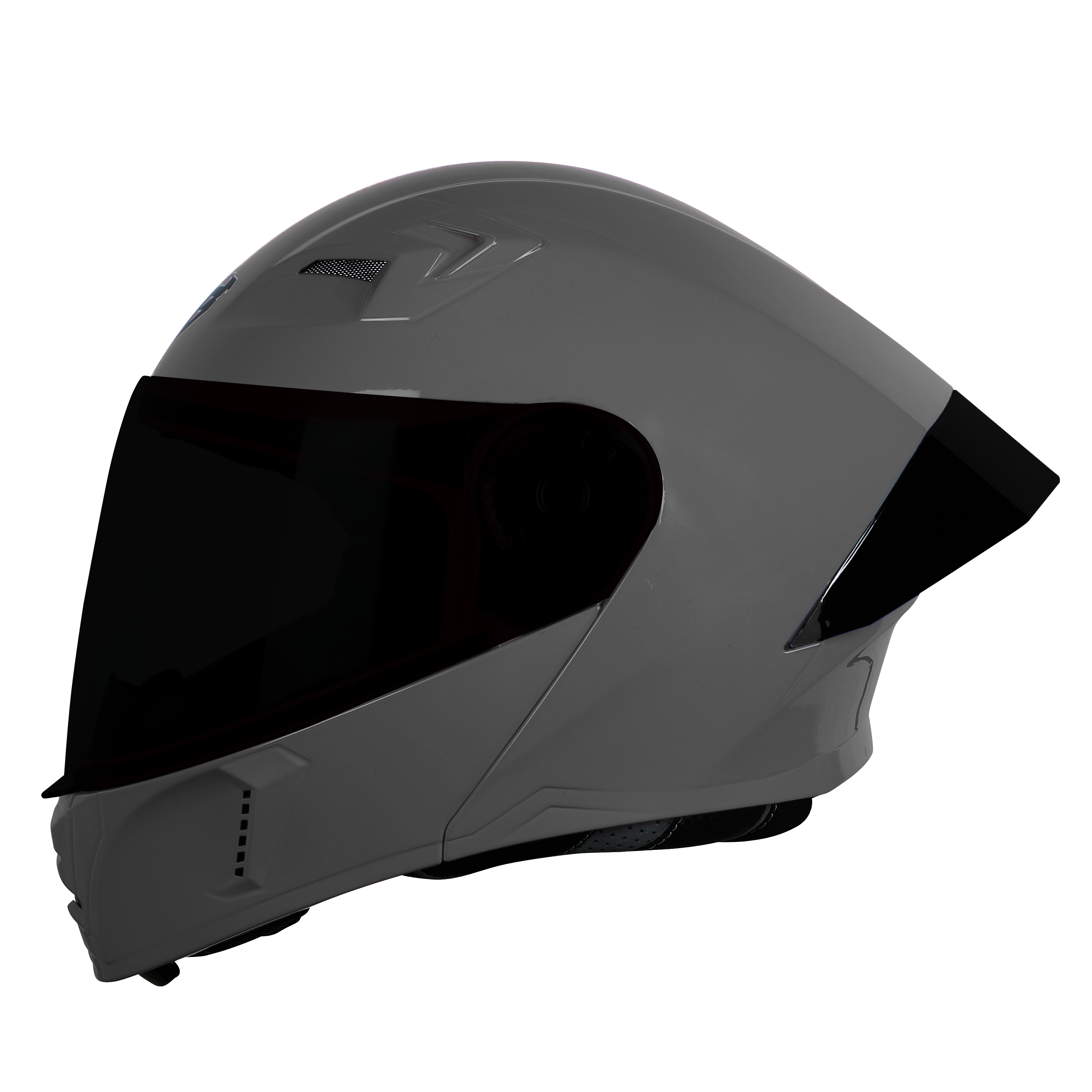 Steelbird SBA-20 7Wings ISI Certified Flip-Up Helmet With Black Spoiler For Men And Women With Inner Smoke Sun Shield (Glossy H. Grey With Smoke Visor)