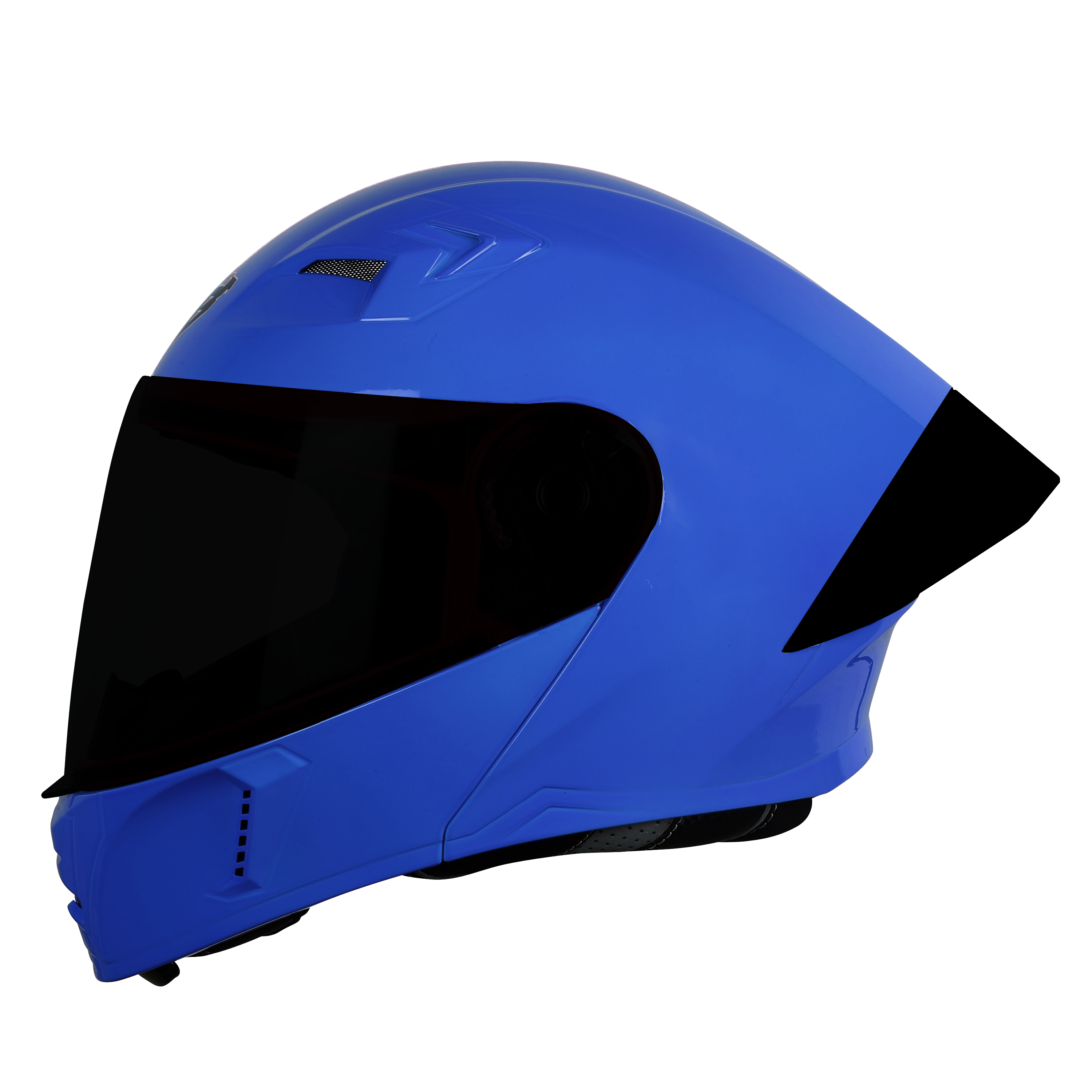 Steelbird SBA-20 7Wings ISI Certified Flip-Up Helmet with Black Spoiler for Men and Women with Inner Smoke Sun Shield (Glossy Y. Blue with Smoke Visor)