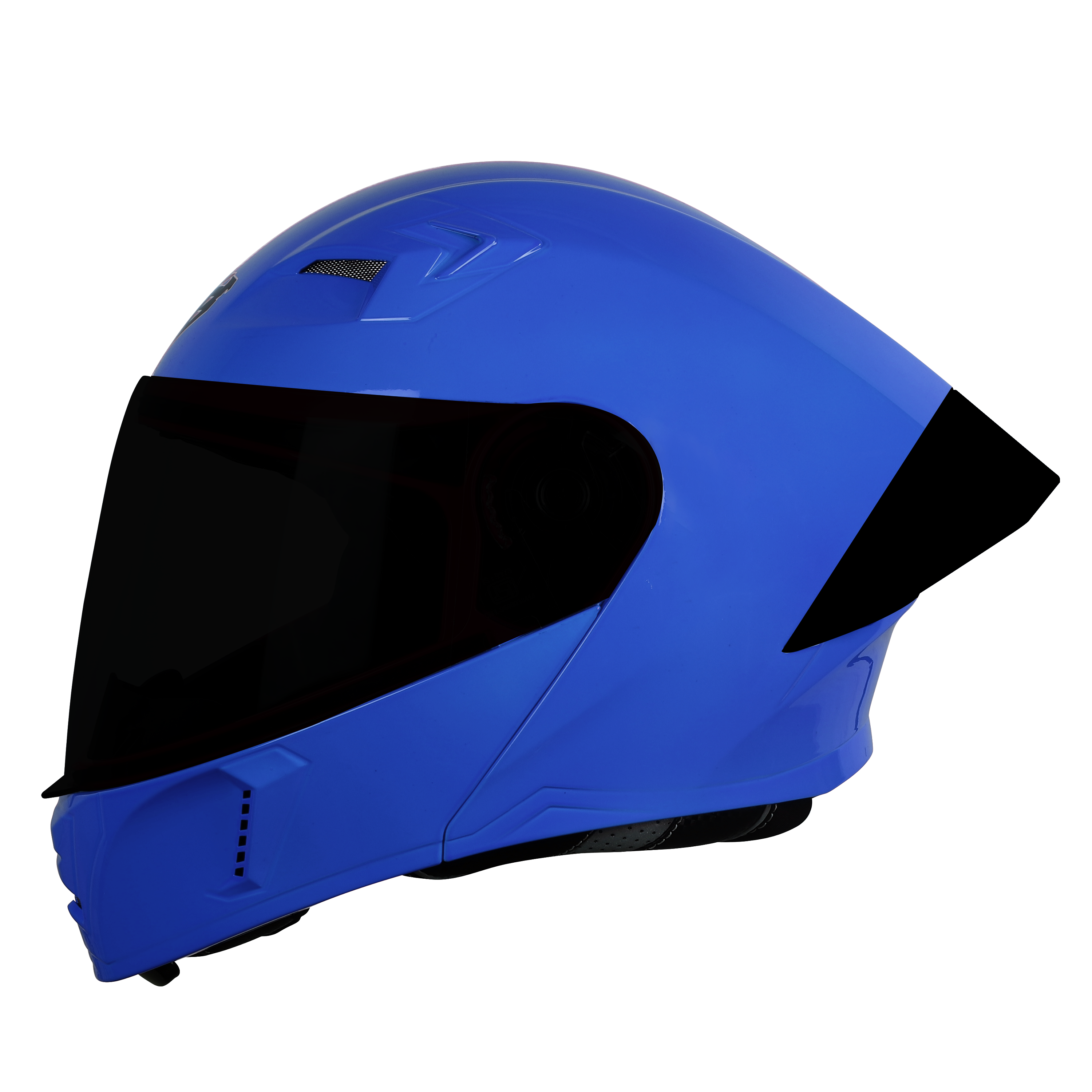 Steelbird SBA-20 7Wings ISI Certified Flip-Up Helmet With Black Spoiler For Men And Women With Inner Smoke Sun Shield (Glossy Y. Blue With Smoke Visor)