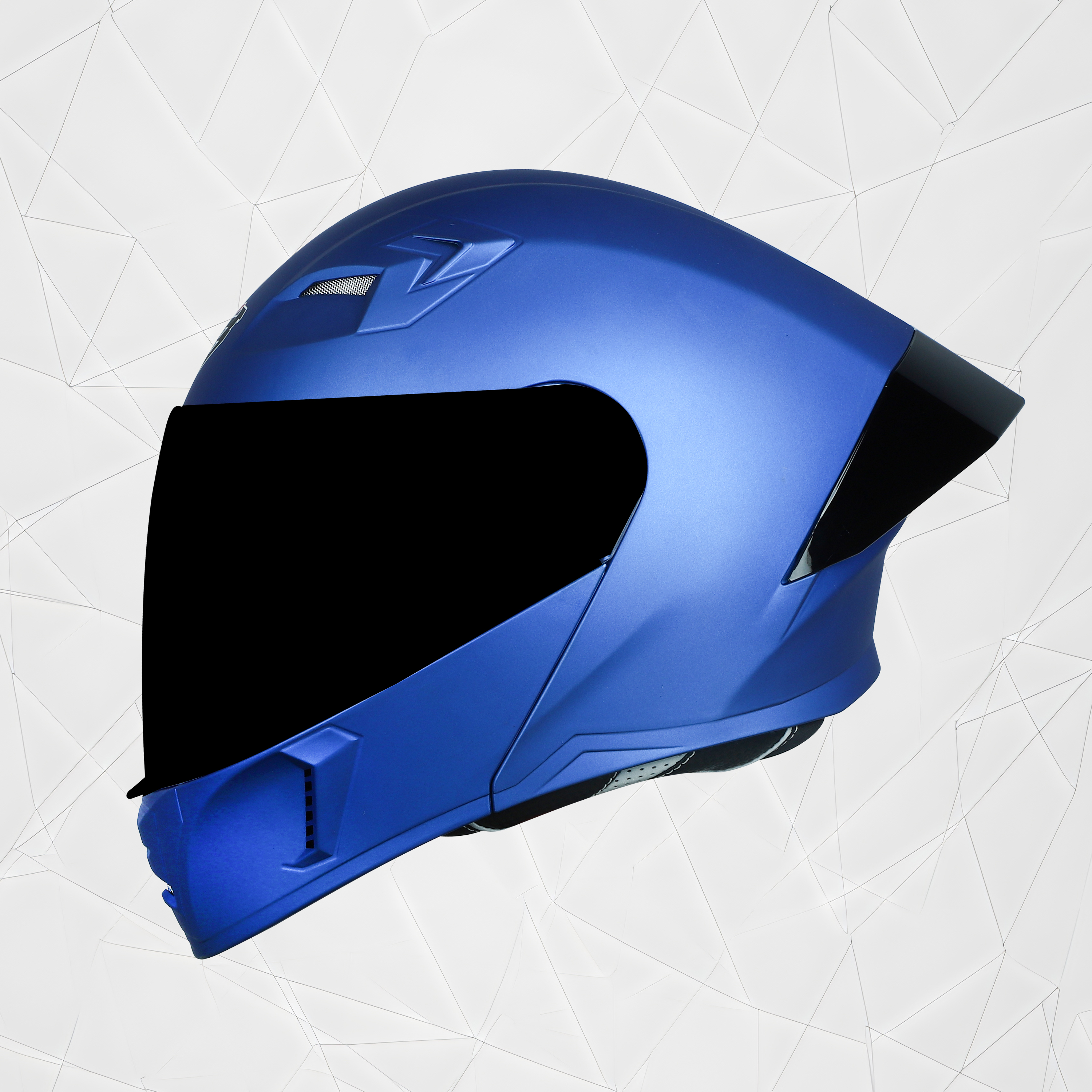 Steelbird SBA-20 7Wings ISI Certified Flip-Up Helmet With Black Spoiler For Men And Women With Inner Smoke Sun Shield (Glossy Y. Blue With Smoke Visor)
