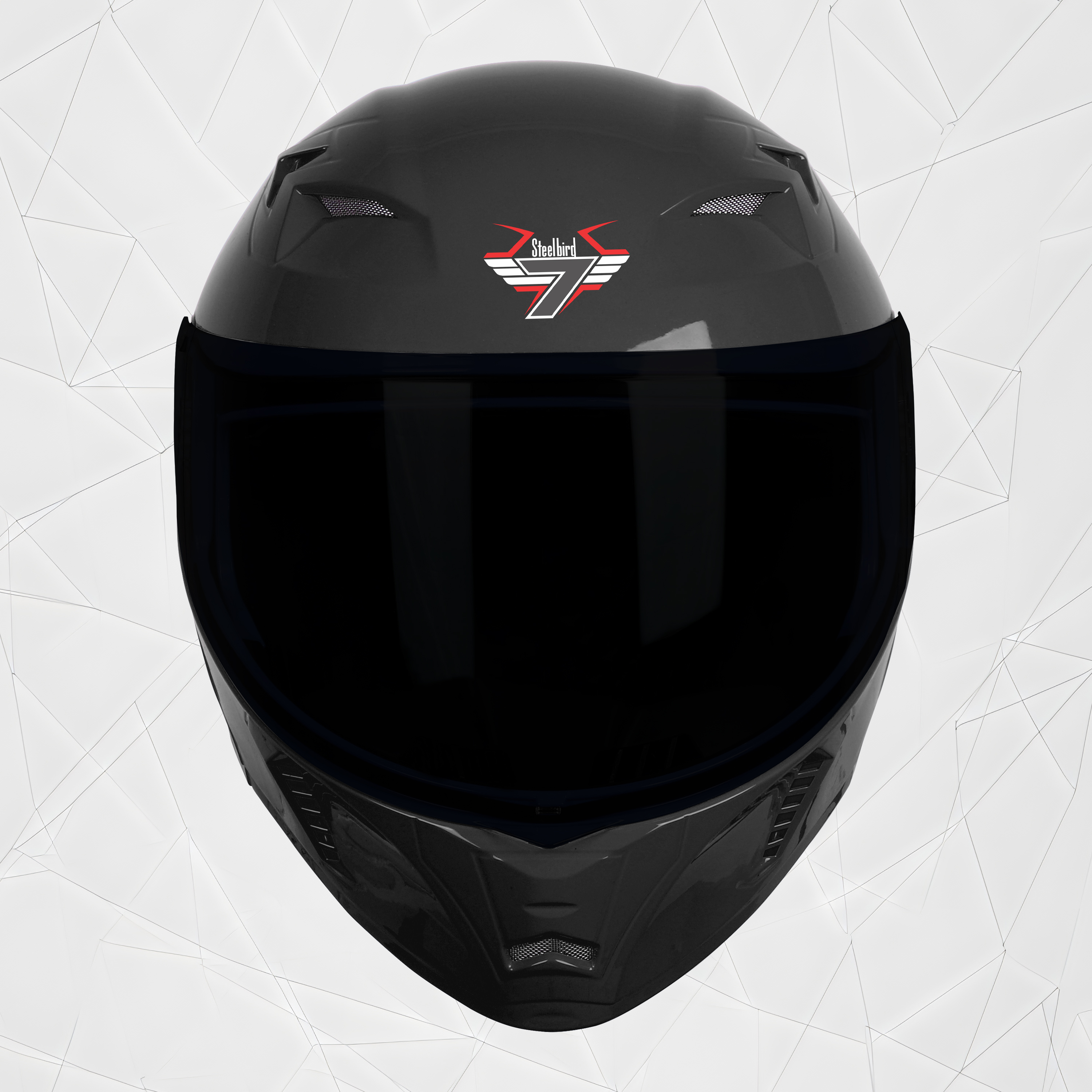 Steelbird SBA-20 7Wings ISI Certified Flip-Up Helmet With Black Spoiler For Men And Women With Inner Smoke Sun Shield (Glossy Black With Smoke Visor)