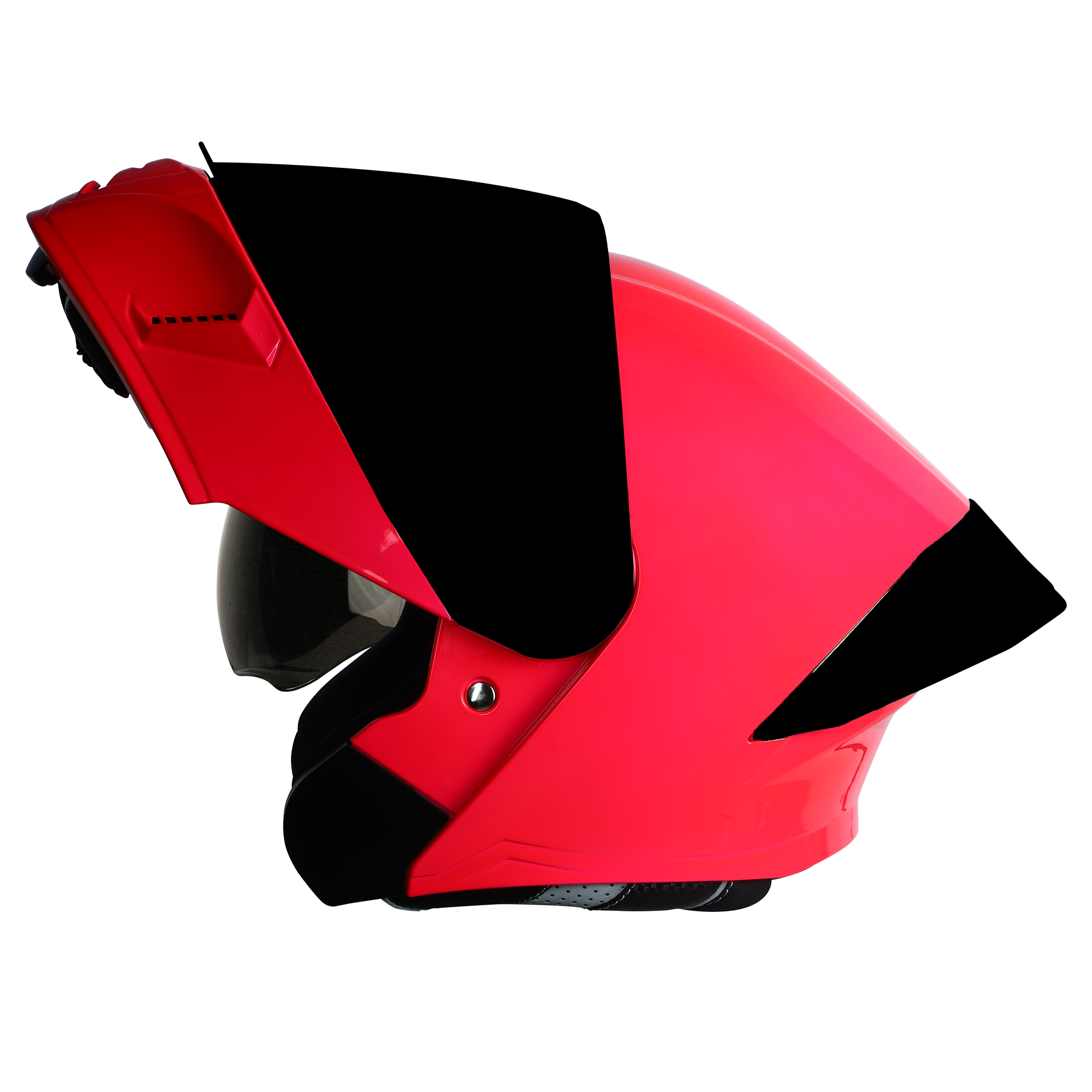 Steelbird SBA-20 7Wings ISI Certified Flip-Up Helmet With Black Spoiler For Men And Women With Inner Smoke Sun Shield (Glossy Fluo Watermelon With Smoke Visor)