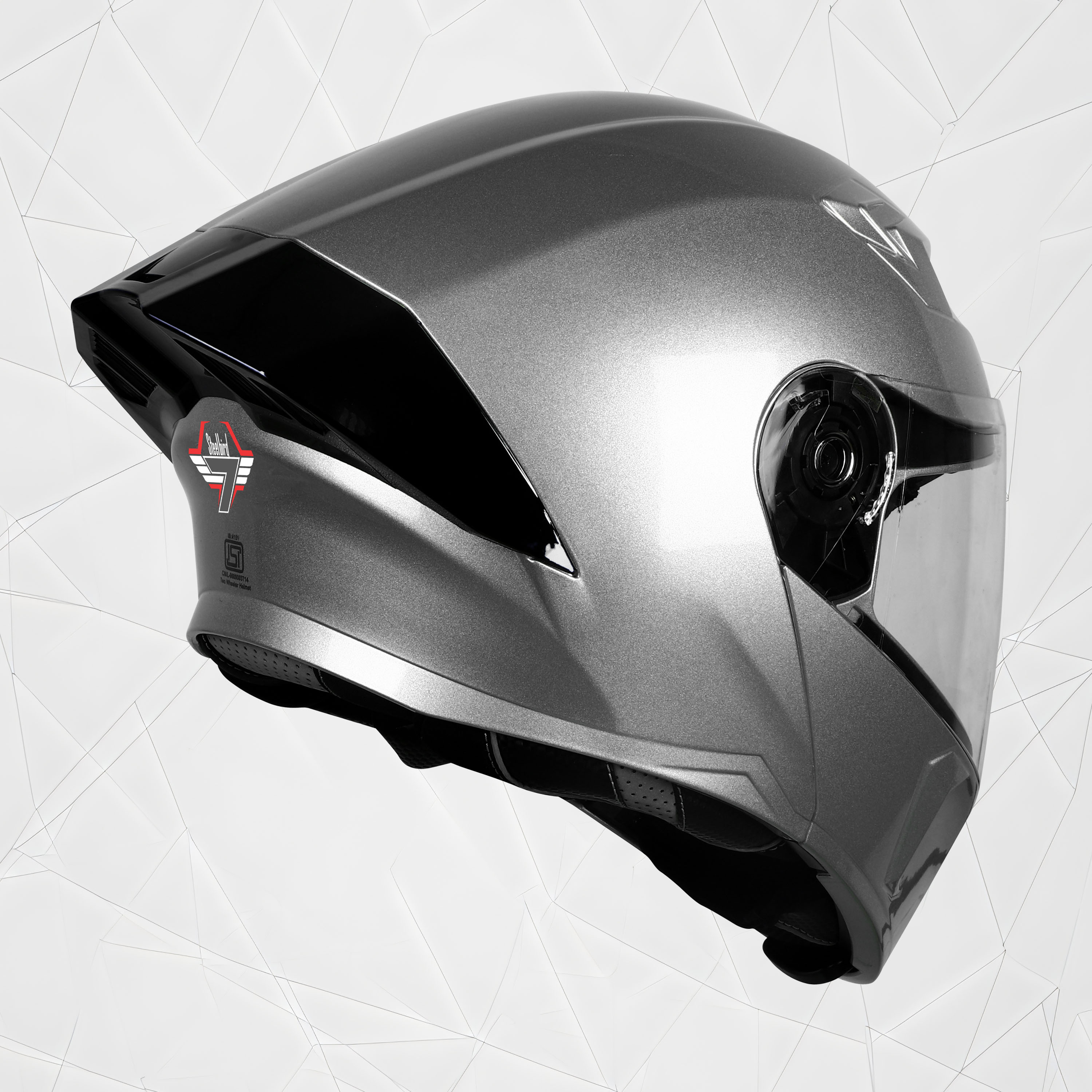 Steelbird SBA-20 7Wings ISI Certified Flip-Up Helmet With Black Spoiler For Men And Women With Inner Smoke Sun Shield (Glossy Silver)